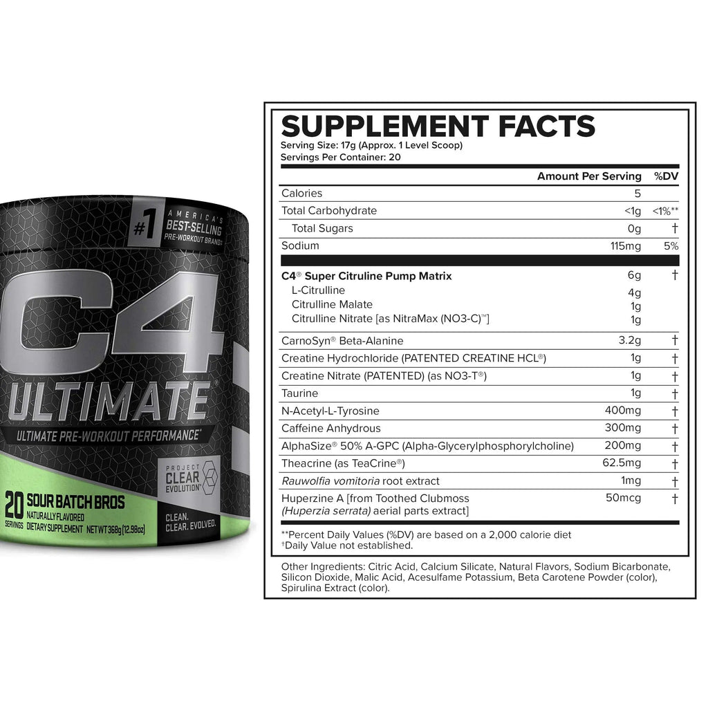 Cellucor C4 Ultimate Pre Workout Powder Sour Batch Bros - Sugar Free Preworkout Energy Cellucor Au supplements