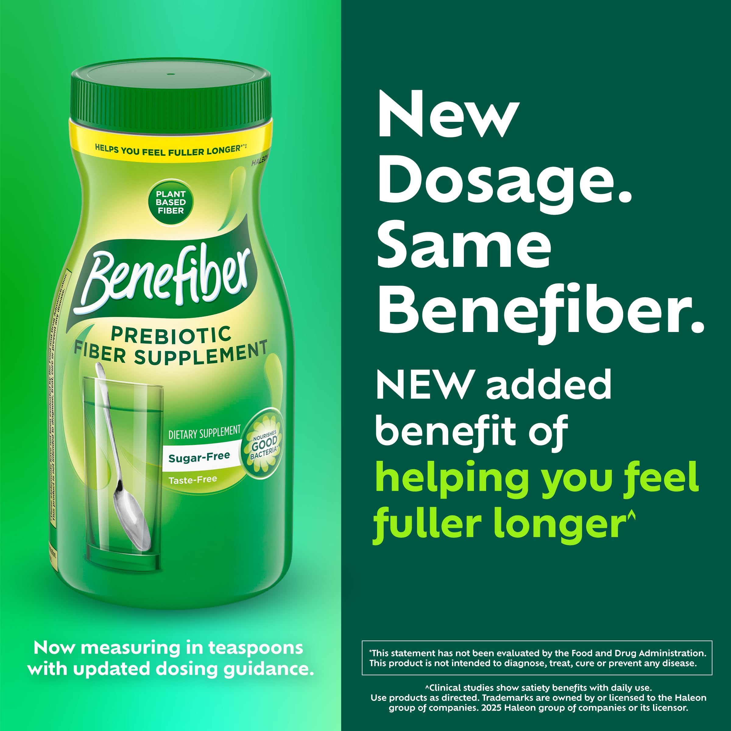Benefiber Daily Prebiotic GLP-1 Friendly Fiber Supplement Powder for Digestive Health, Unflavored - 250 Teaspoons (17.6 Ounces)