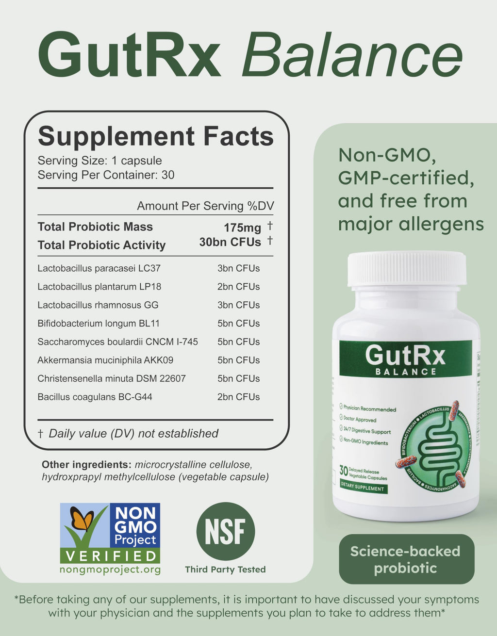 GutRx Balance – Probiotics for Women & Men with Akkermansia Probiotic & Christensenella, GLP-1 Alternative for Gut Health with Lactobacillus Plantarum,