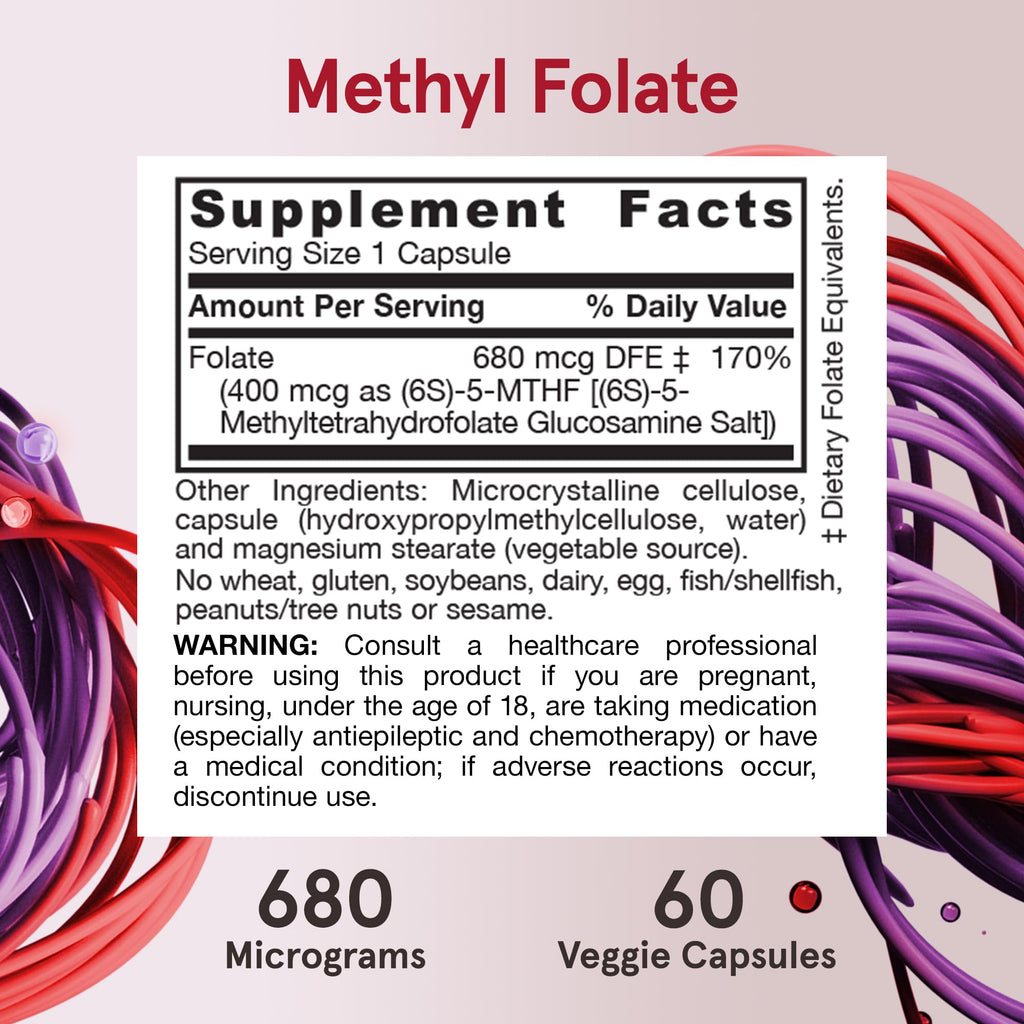 Jarrow Formulas Extra Strength Methyl Folate 400 mcg, Dietary Supplement for Cardiovascular and Neurologic Health Support