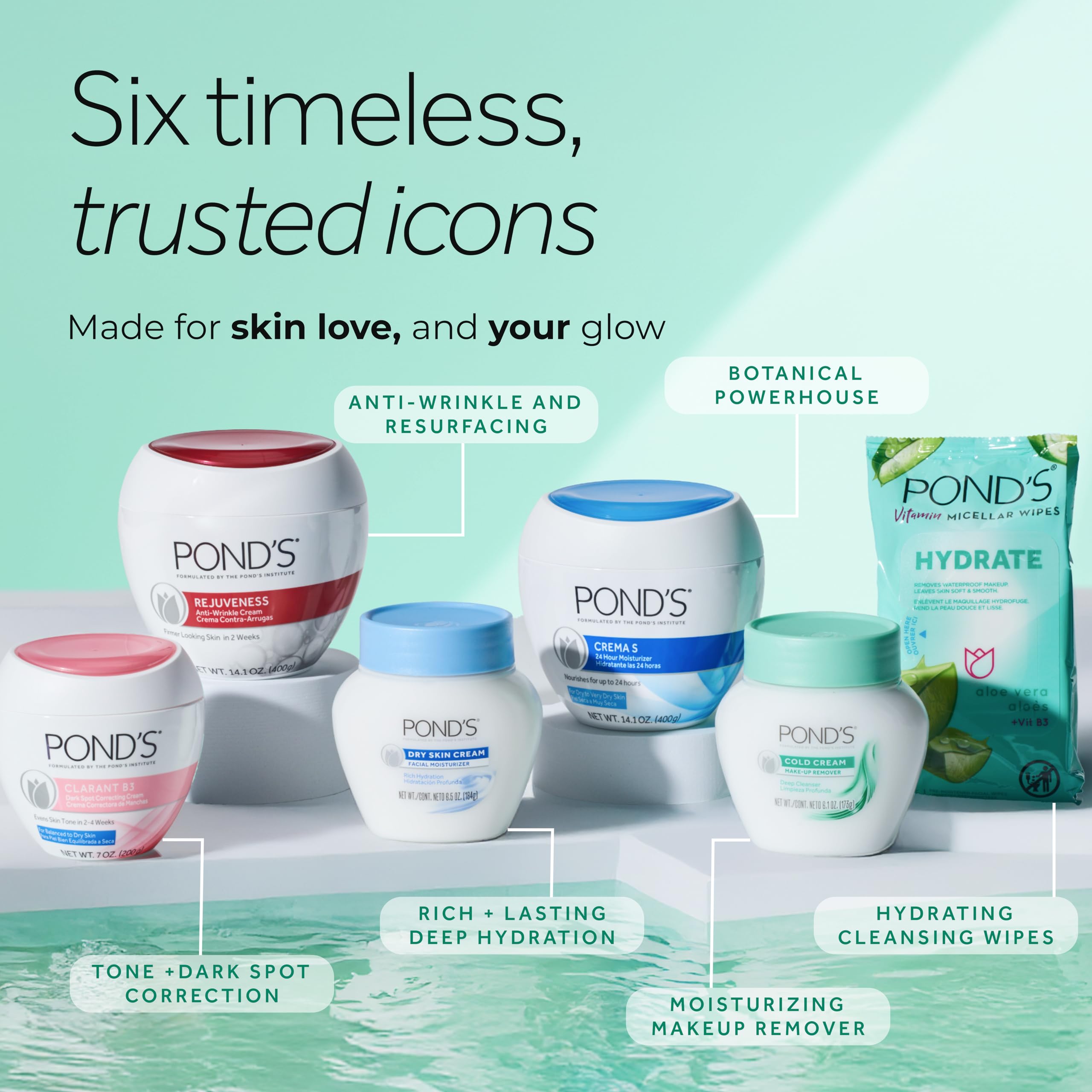 Pond's Nourishing Moisturizing Cream, Crema S, Fragrance Free, Ivory, 14.1 Oz