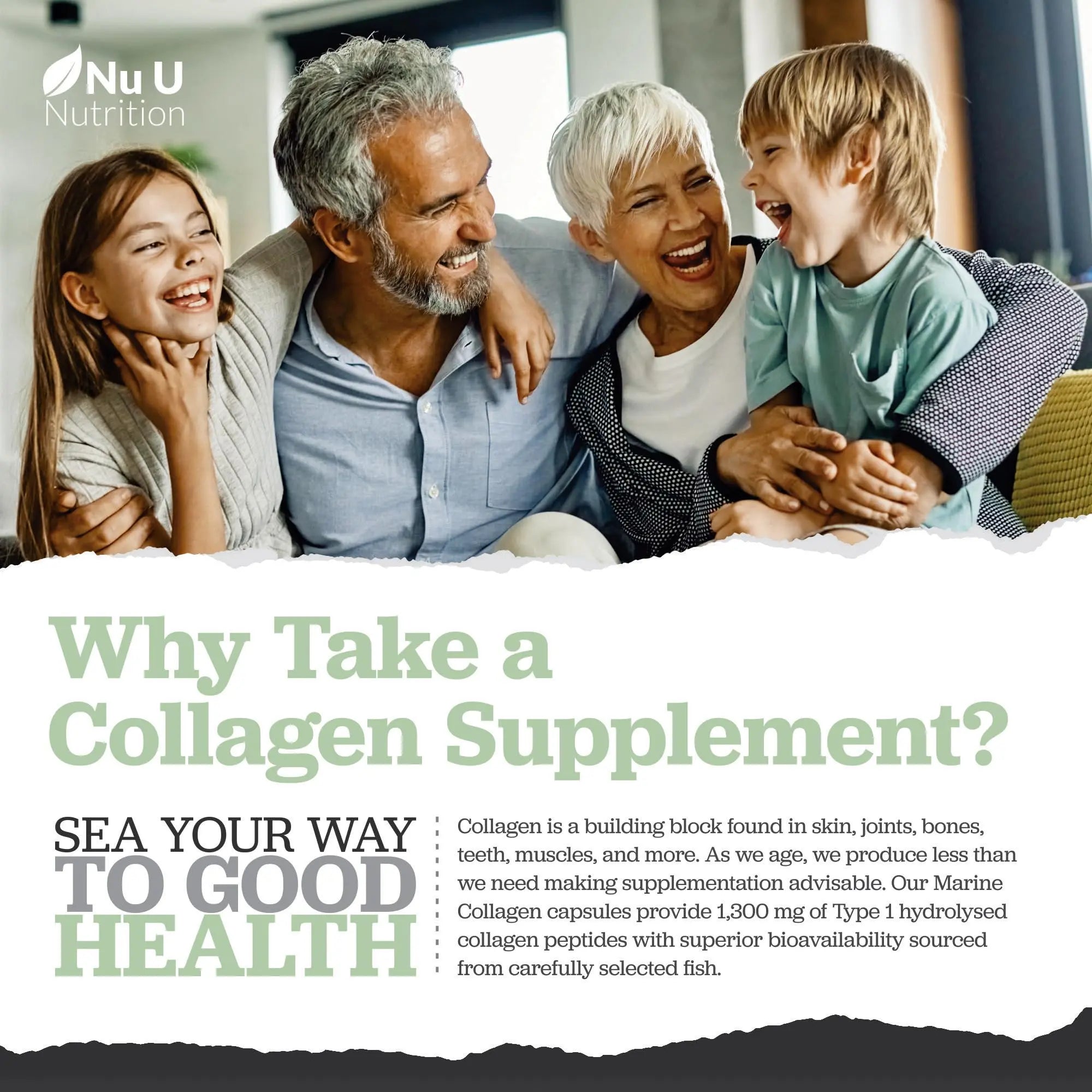 Marine Collagen with Hyaluronic Acid, Vitamin C - 90 Hydrolysed Capsules (not Tablets) - Premium High Strength Collagen Nu U Nutrition Au supplements