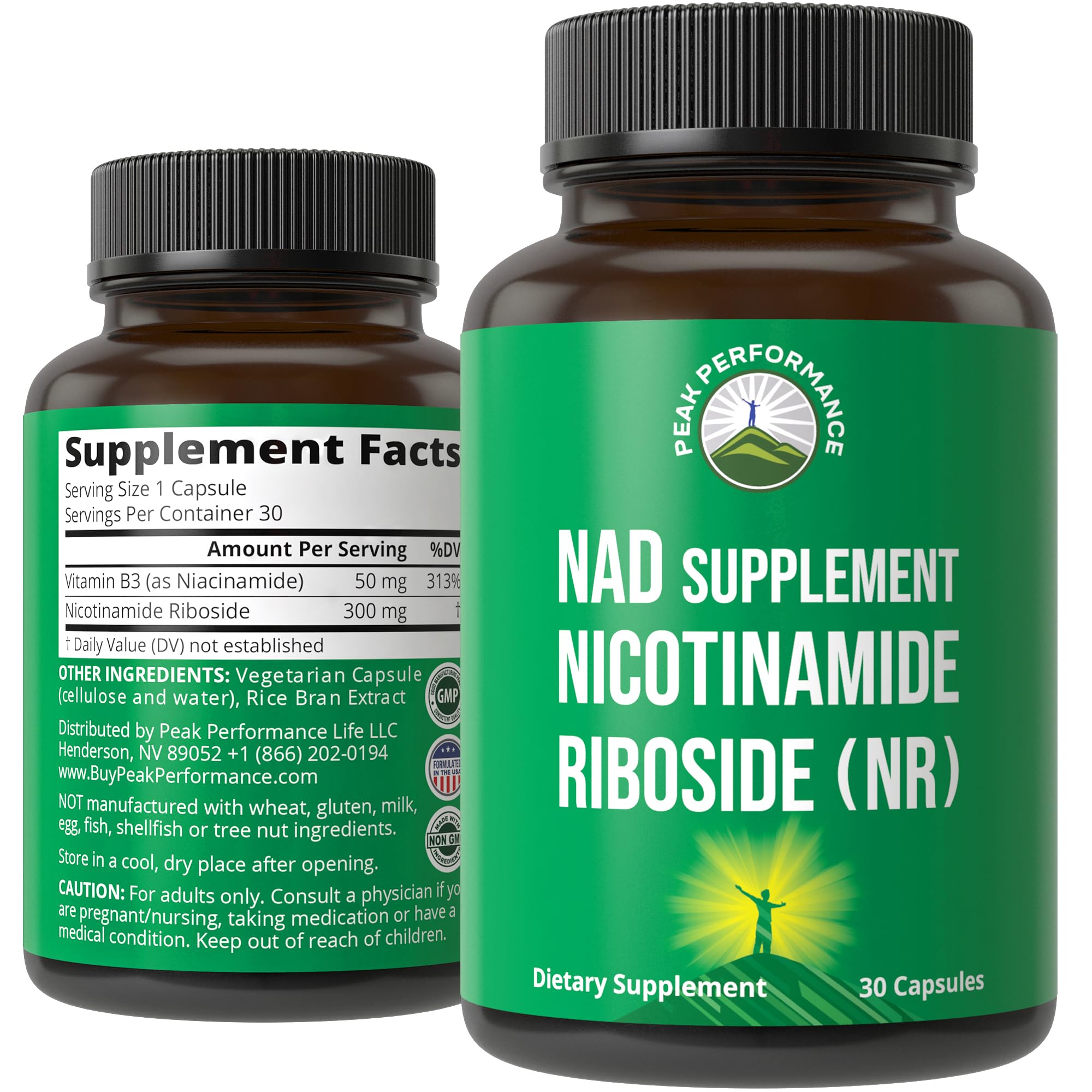 Peak Performance Nicotinamide Riboside NR Supplement Capsule. NMN Alternative NAD Supplement + Niacinamide for NAD+ Levels As We Age. 3rd Party Tested, Non-GMO, Vegan NR Vitamin for Women and Men Peak Performance Au supplements