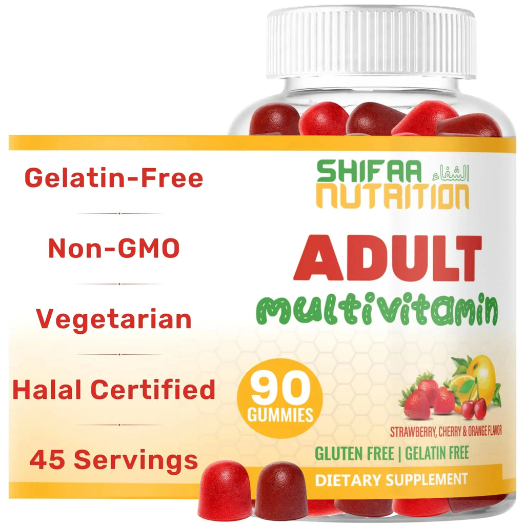Halal Multivitamin Gummies for Women & Men | Immune & Overall Wellness | 90 Delicious Gummy Vitamins (45-Day Supply) SHIFAA NUTRITION Au supplements
