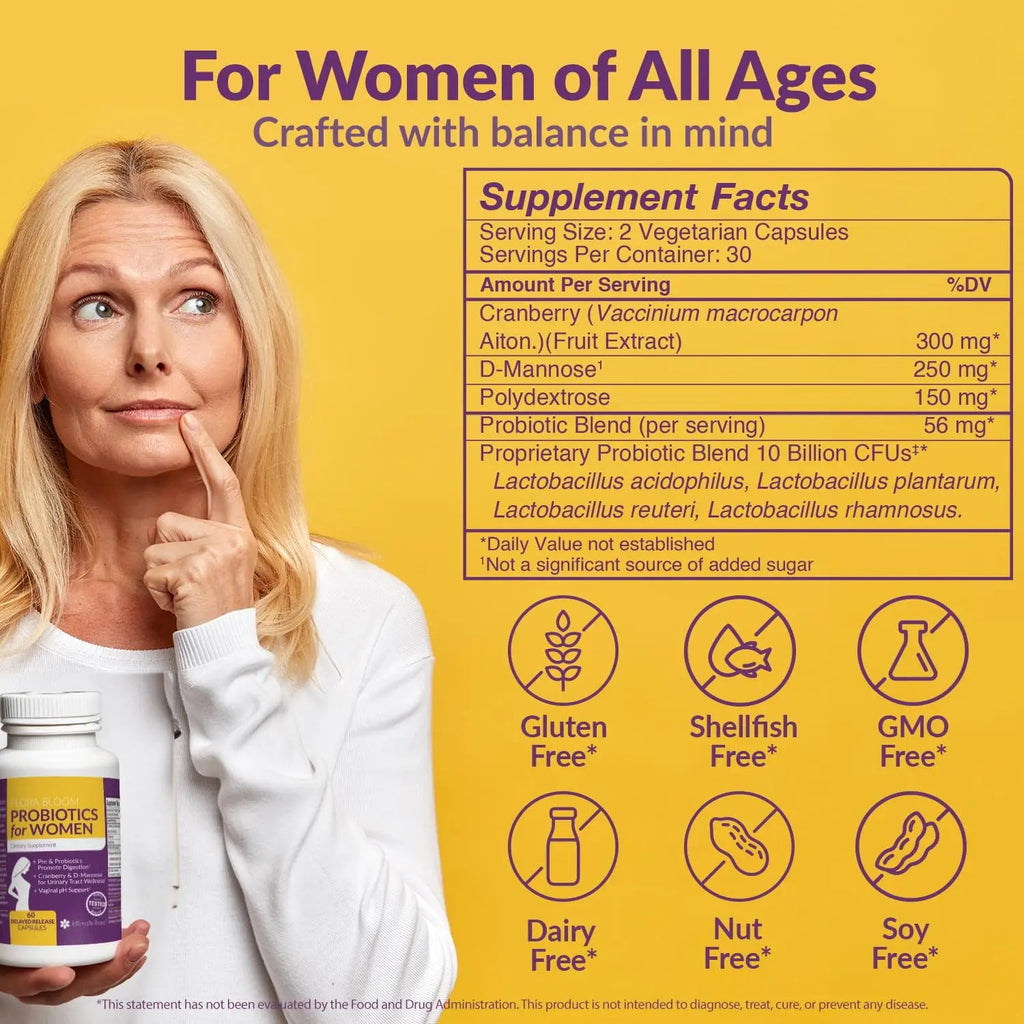 Complete Vaginal Probiotics for Women - w/Added Cranberry, D-mannose to Promote Intimate Rose Au supplements