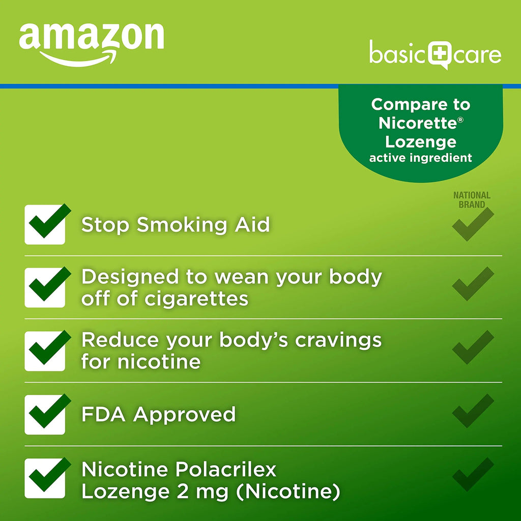 Amazon Basic Care Nicotine Polacrilex Lozenge, 2 mg (Nicotine), Mint Flavor Amazon Basic Care Au supplements