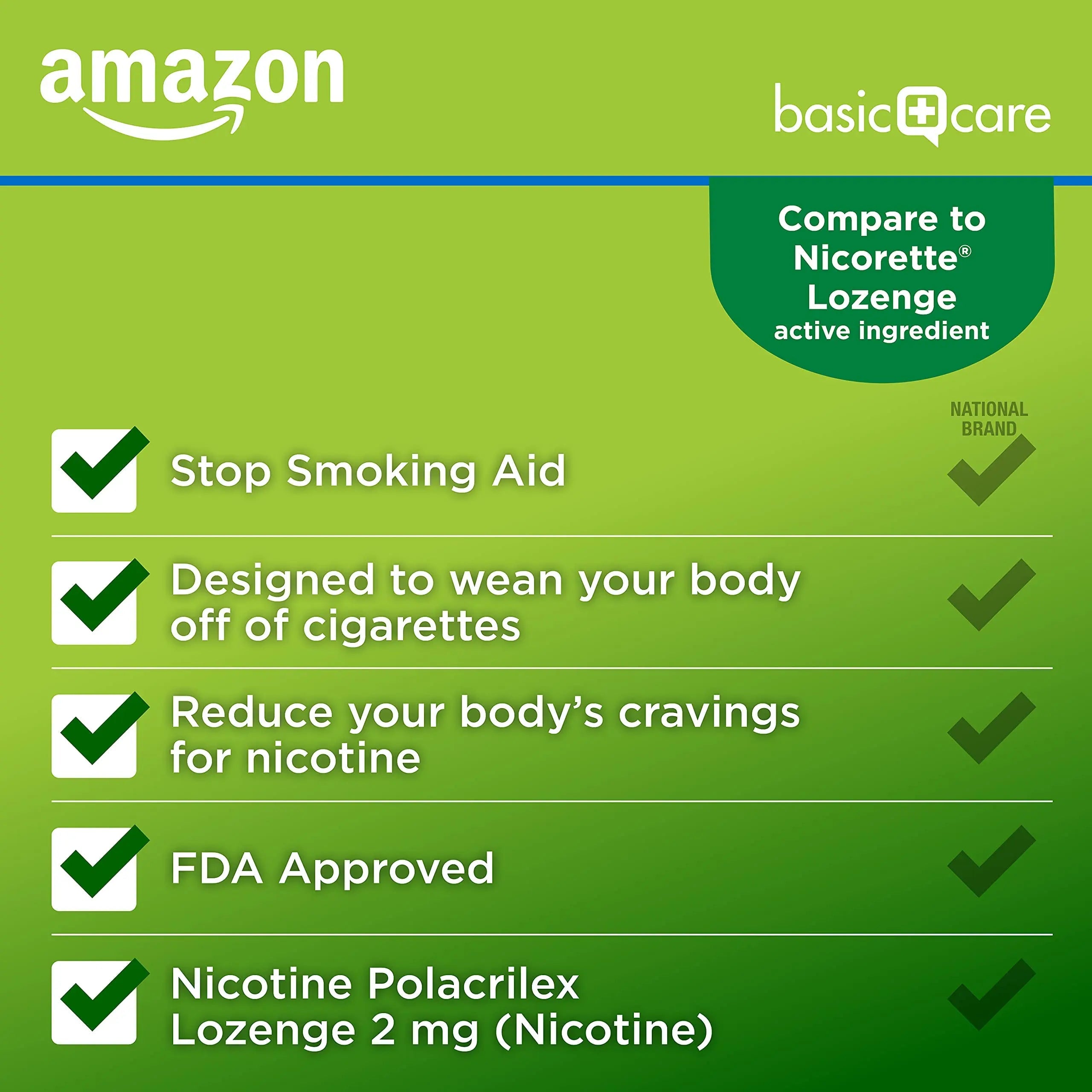 Amazon Basic Care Nicotine Polacrilex Lozenge, 2 mg (Nicotine), Mint Flavor Amazon Basic Care Au supplements