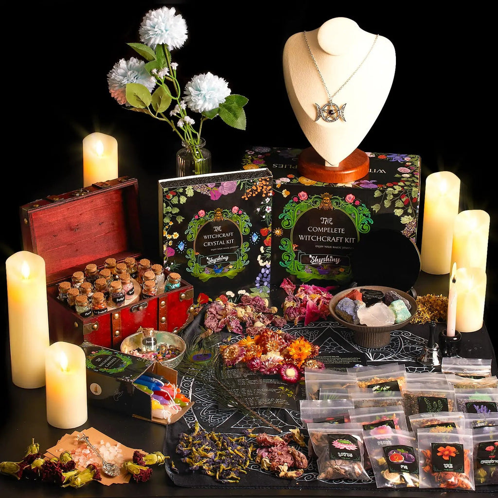 SHYSHINY Witchcraft Supplies Kit for Wiccan Spells, 95 Pack of 7 Chakra Stones, Crystals, Dried Herbs SHYSHINY Au supplements