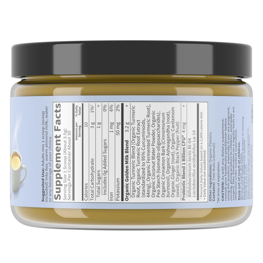 Garden of Life Organics Golden Milk Recovery & Nourishment Powder - 44mg Turmeric Curcumin (95% Curcuminoids), Ashwagandha - Organic Non-GMO Vegan & Gluten