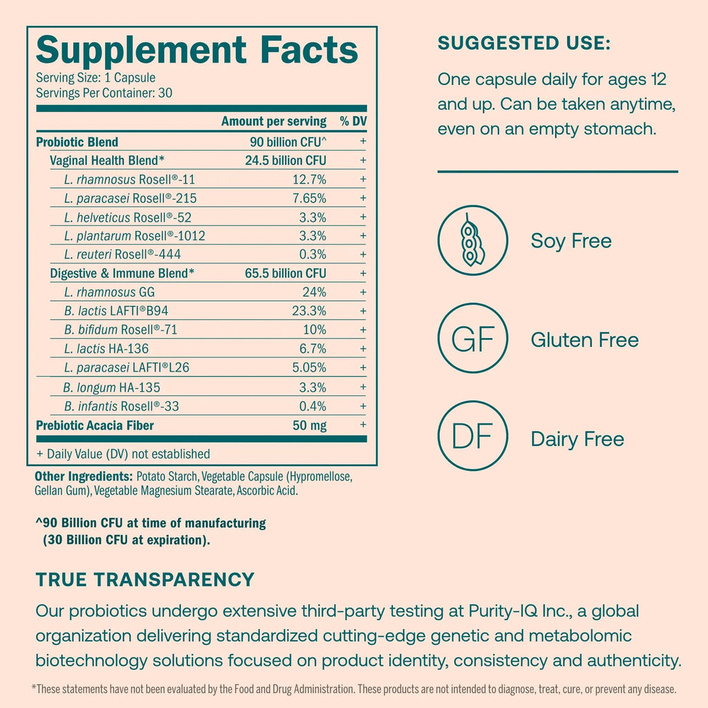 True Grace One Daily Women’s Probiotic - 30 Vegetarian Capsules - Digestive, Vaginal True Grace Au supplements