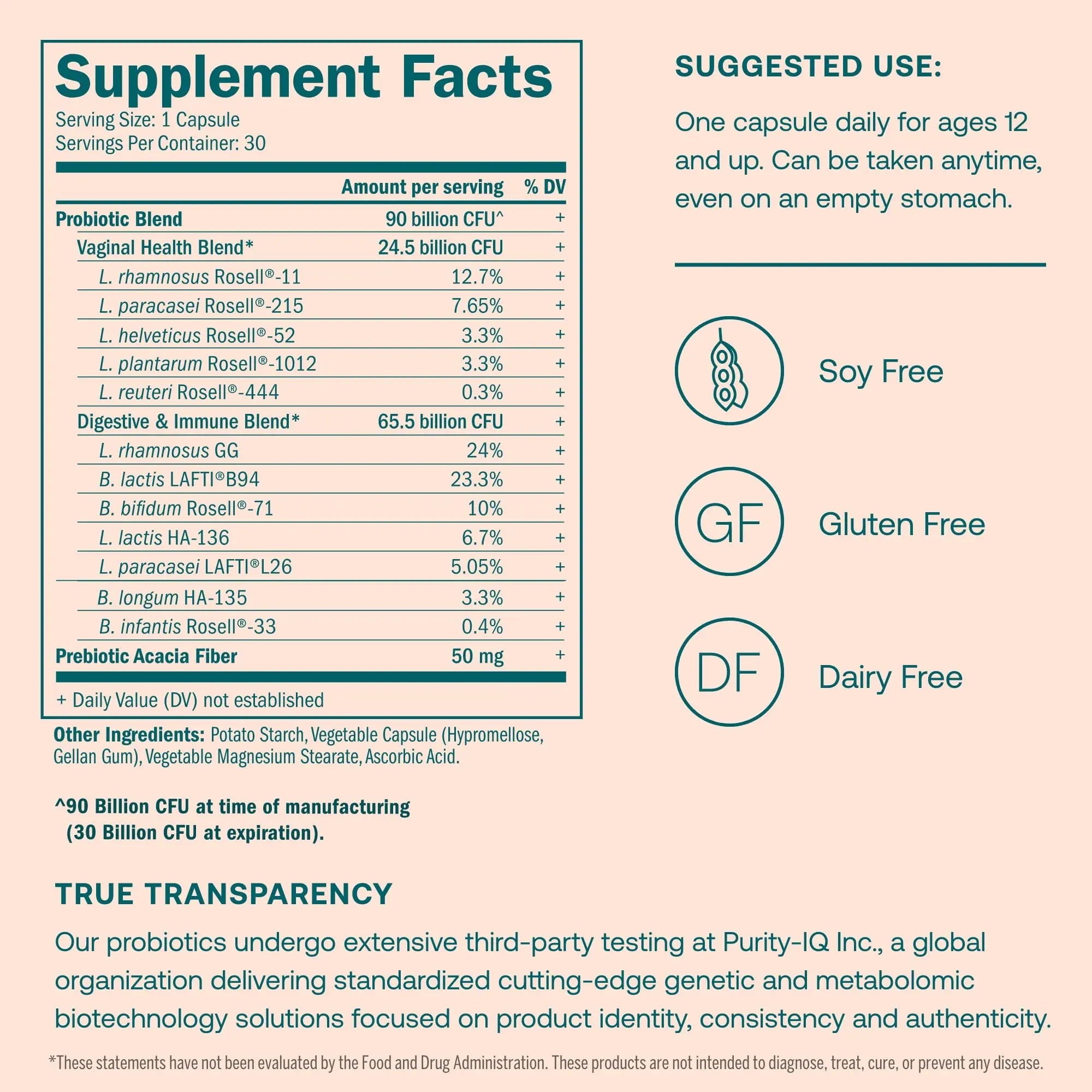 True Grace One Daily Women’s Probiotic - 30 Vegetarian Capsules - Digestive, Vaginal True Grace Au supplements