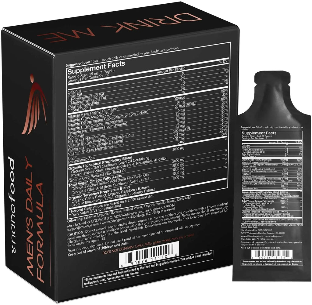 Codeage Daily Men Liquid Vitamins Supplement - Liposomal Multivitamin A, B, C, D, E, Biotin, Omega-3 & Omega-9 Codeage Au supplements
