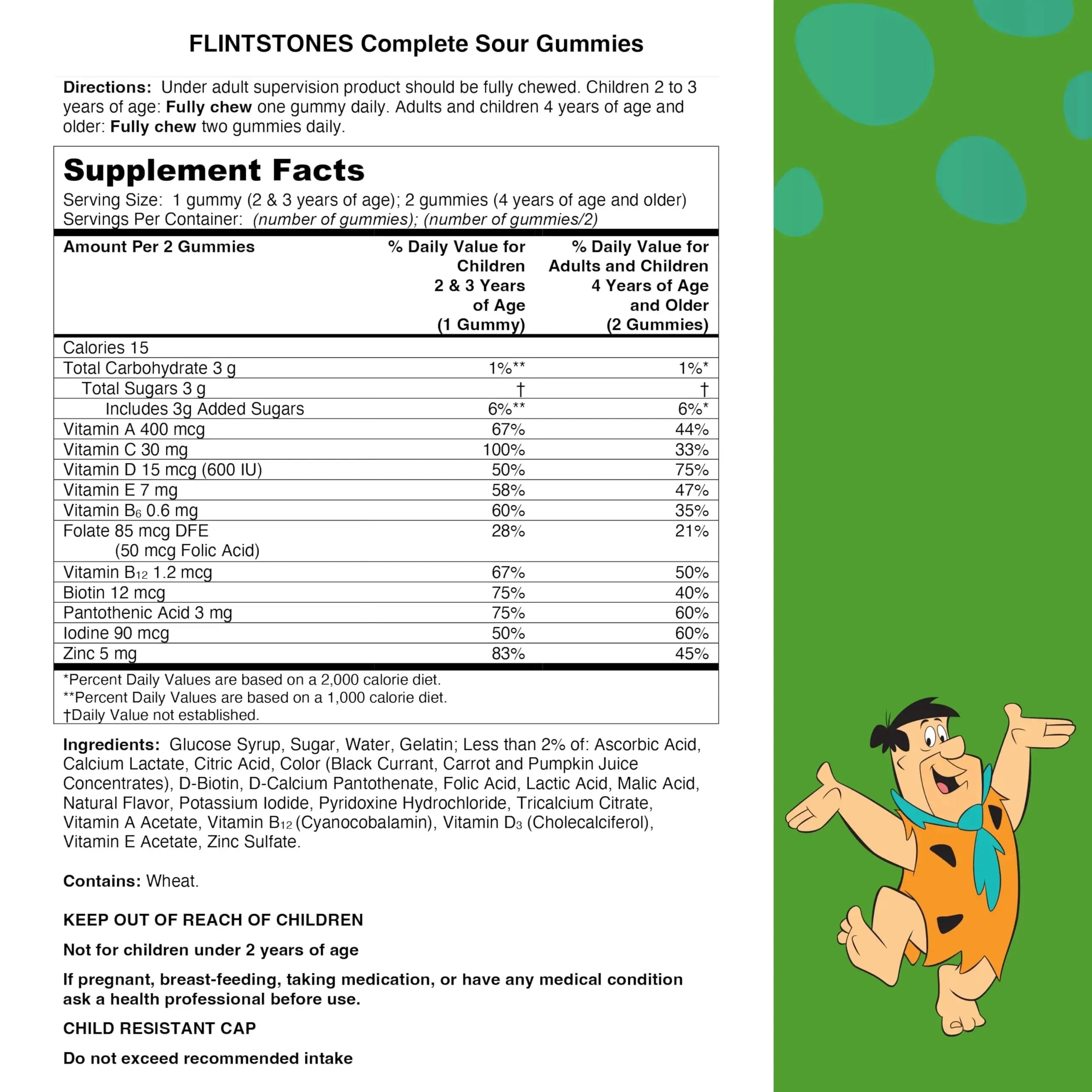 Flintstones Sour Gummy Vitamins For Kids, Kids Multivitamin Gummies with Vitamins C, B6, B12, A & Vitamin D, Support Kids Growth and Development, 180 Count Bayer Au supplements