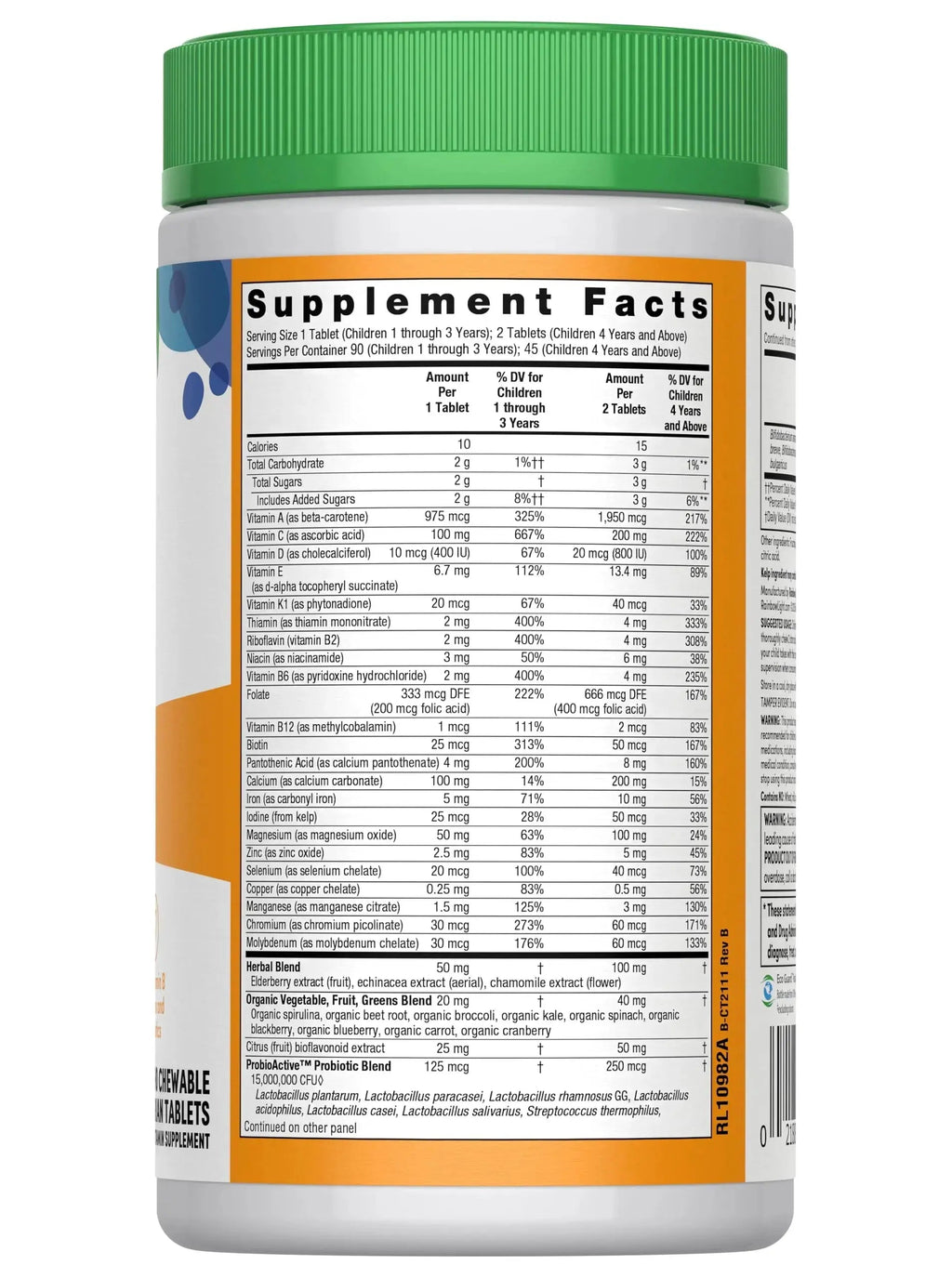 Rainbow Light Kids One Multivitamin Tablets, Provides Healthy Growth and Immune Support, with Vitamin C, Zinc, & B Complex Rainbow Light Au supplements