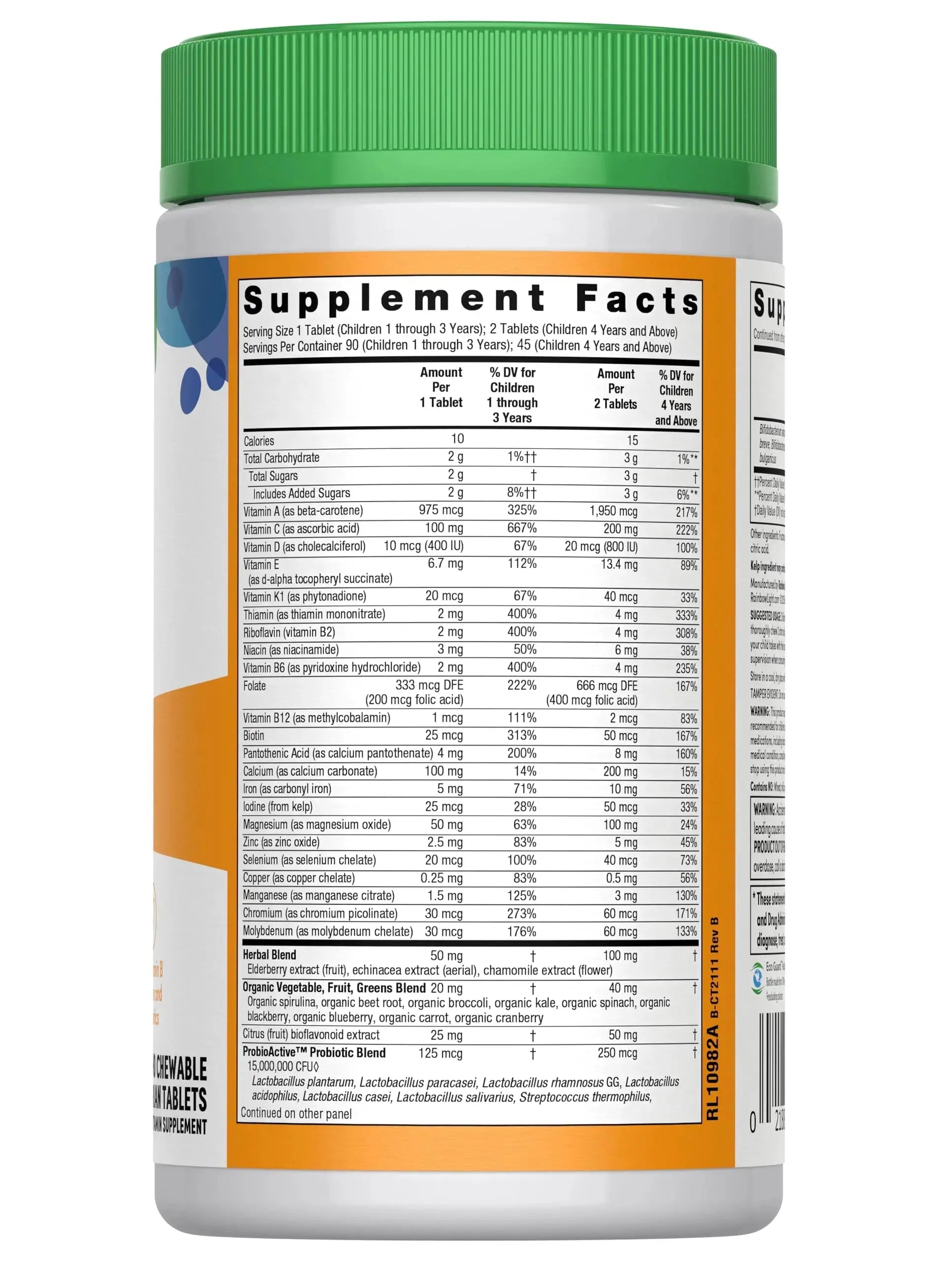 Rainbow Light Kids One Multivitamin Tablets, Provides Healthy Growth and Immune Support, with Vitamin C, Zinc, & B Complex Rainbow Light Au supplements