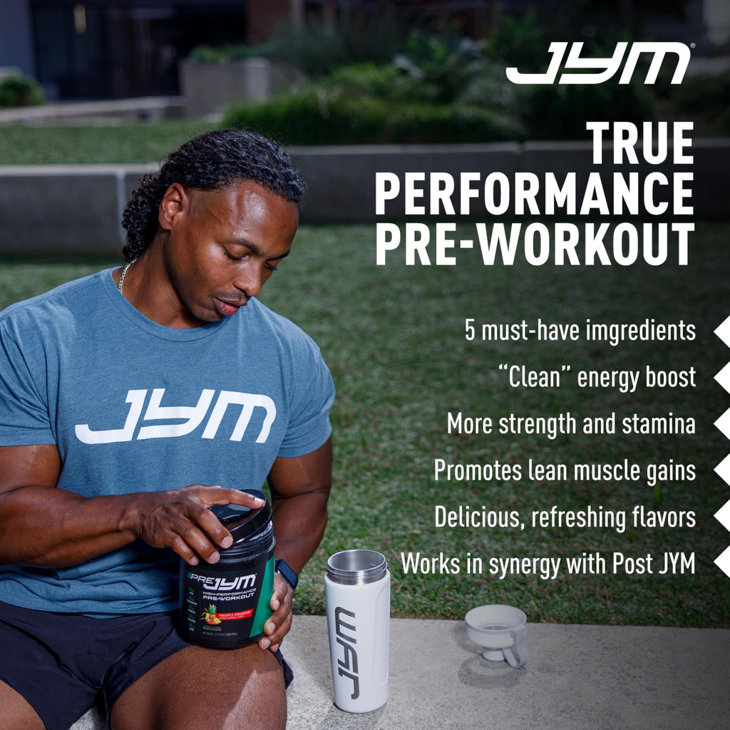 JYM Supplement Science Pre JYM Pineapple Strawberry Pre Workout Powder for Men & Women, BCAAs, Nootropics, Creatine HCI, Citrulline, Beta-Alanin