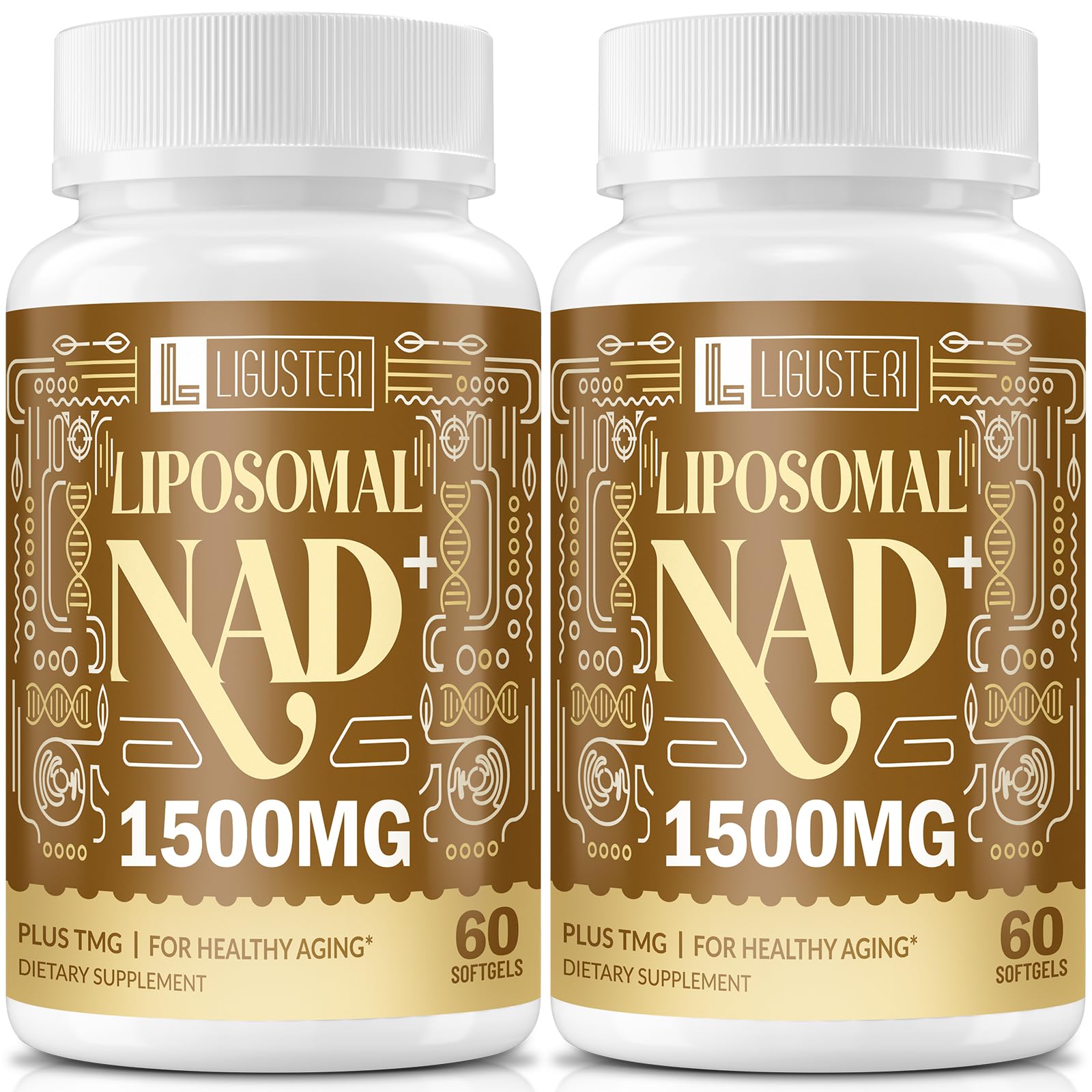 LIGUSTERI 1500 MG Liposomal NAD+, 98%+ Absorption, NAD+ Supplement for Women & Men with TMG, for Aging Defense, Cellular Energy, Heart & Brain Function, Longevity, 120 Softgels LIGUSTERI Au supplements