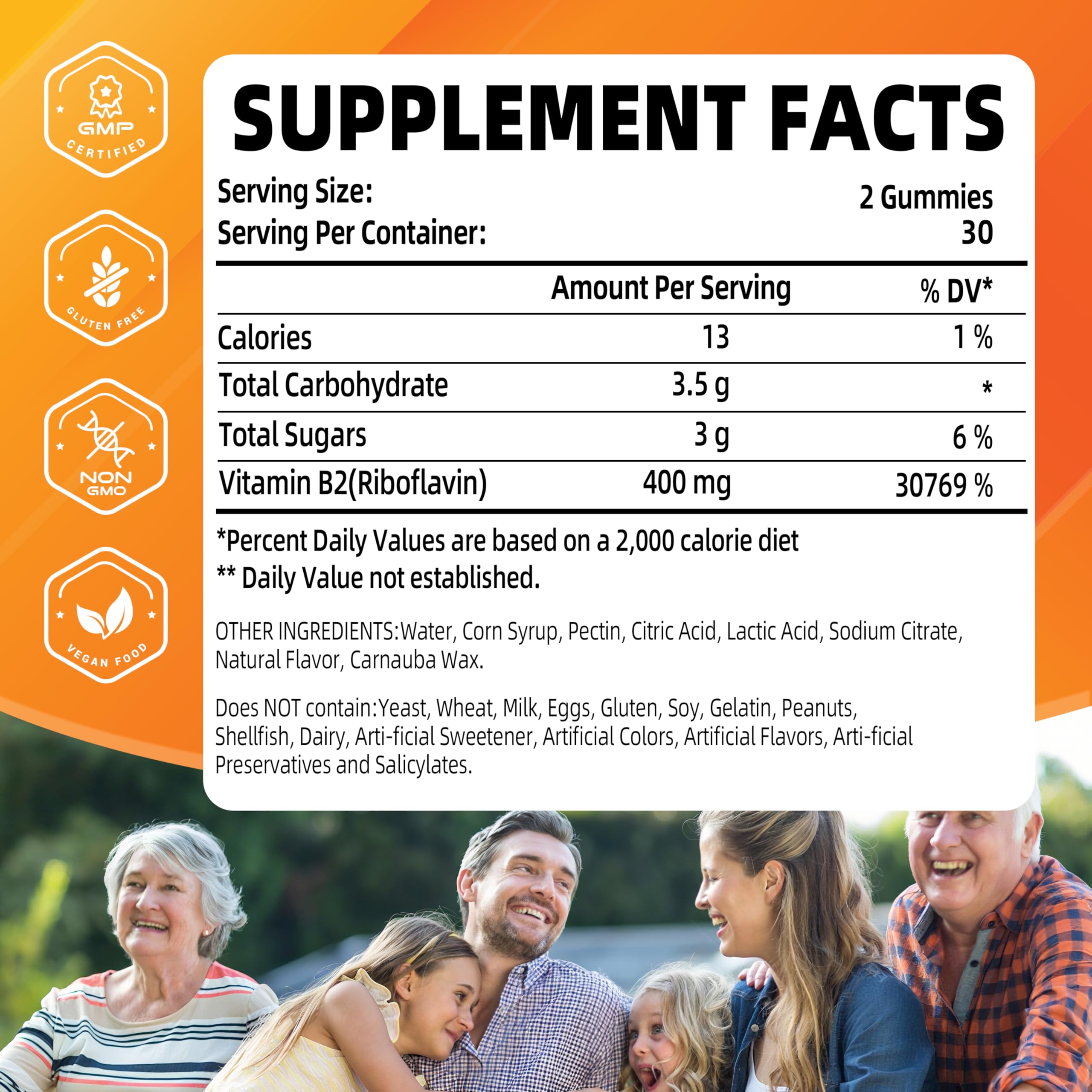 Joywiit Vitamin B2 Gummies | Riboflavin 400mg | B2 Vitamin 400mg Chewable for Adults and Kids, Migraine Relief & Energy and Nervous System Support