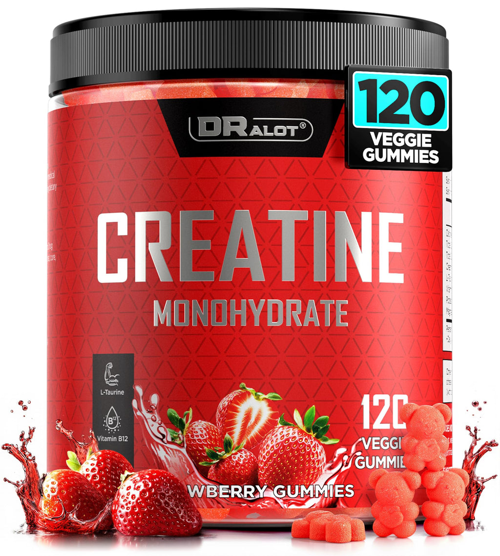 Dralot 99.99% Creatine Monohydrate Gummies More 15% Strength, 5X Energy & Muscle Support Pre-Workout Complex Creatine for Women & Men with 5000mg Creatine, L-Taurine, B12, Mg & K, 0 Sugar, Vegan Dralot Au supplements