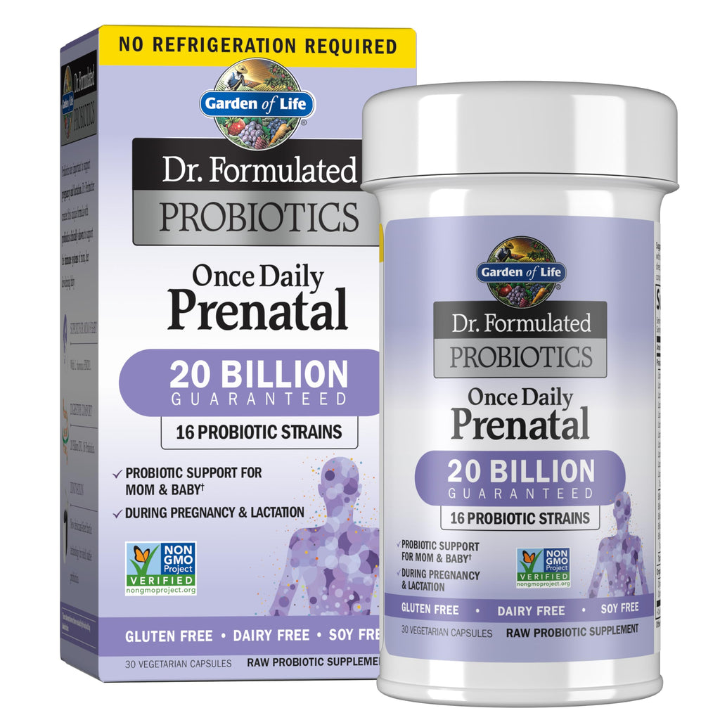 Garden of Life Dr. Formulated Probiotics Once Daily Prenatal - Acidophilus and Bifidobacteria Probiotic Support for Mom and Baby – Shelf Stable - Gluten, Dairy