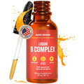 BASIC GREENS Vitamin B Complex Liquid Drops - Strength Sublingual Formula, Maximizes Absorption & Boosts Energy - B1, B2, B3, B5, B6, B7, B9, B12 - Natural Vegan Supplement