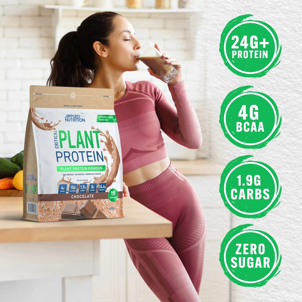 Applied Nutrition Plant Protein Powder – Critical Plant Vegan Protein Shake with SOYA, Pea, Brown Rice Proteins Applied Nutrition Au supplements