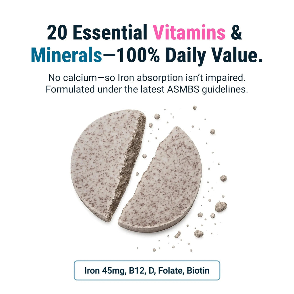 BariatricPal Multivitamin ONE 1 per Day! Bariatric Multivitamin Chewable with 45 mg of Iron | Orange Citrus | Vitamin for Bariatric Surgery Patients BariatricPal Au supplements