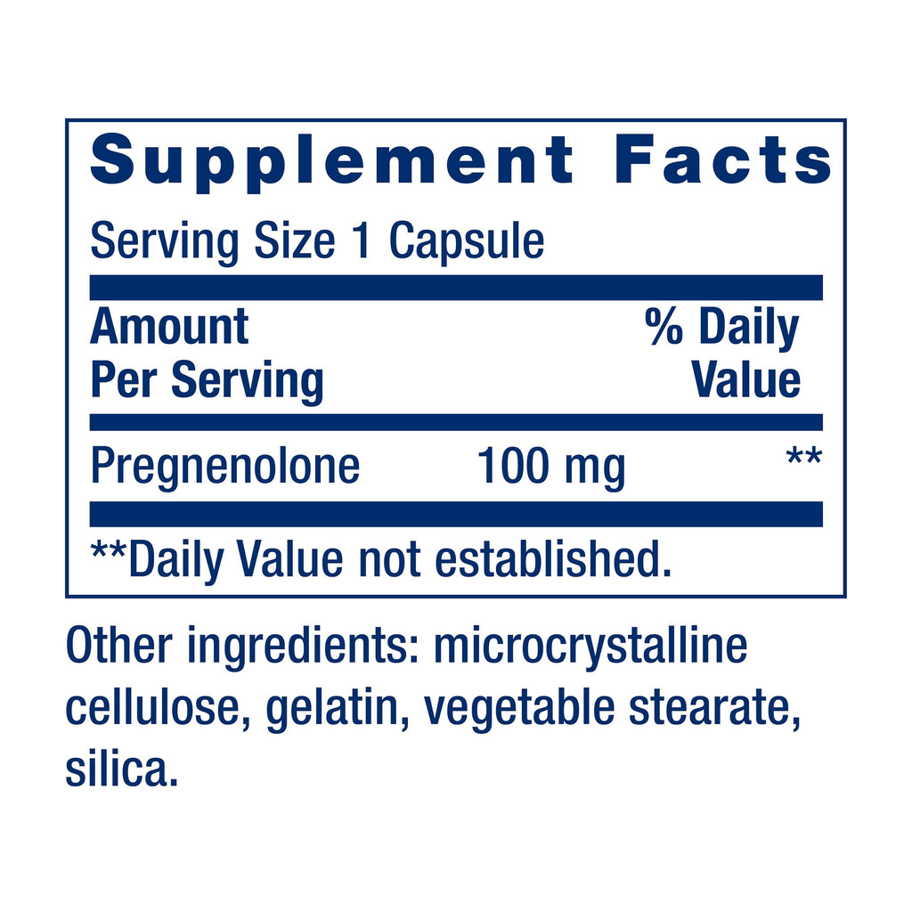 Life Extension Pregnenolone - Hormone Balance Supplement for Healthy Hormone Levels, 100 mg - Hormone Balance, Memory, Focus, Cognitive Health - Gluten-Free, Non-GMO, 100 Capsules Life Extension Au supplements