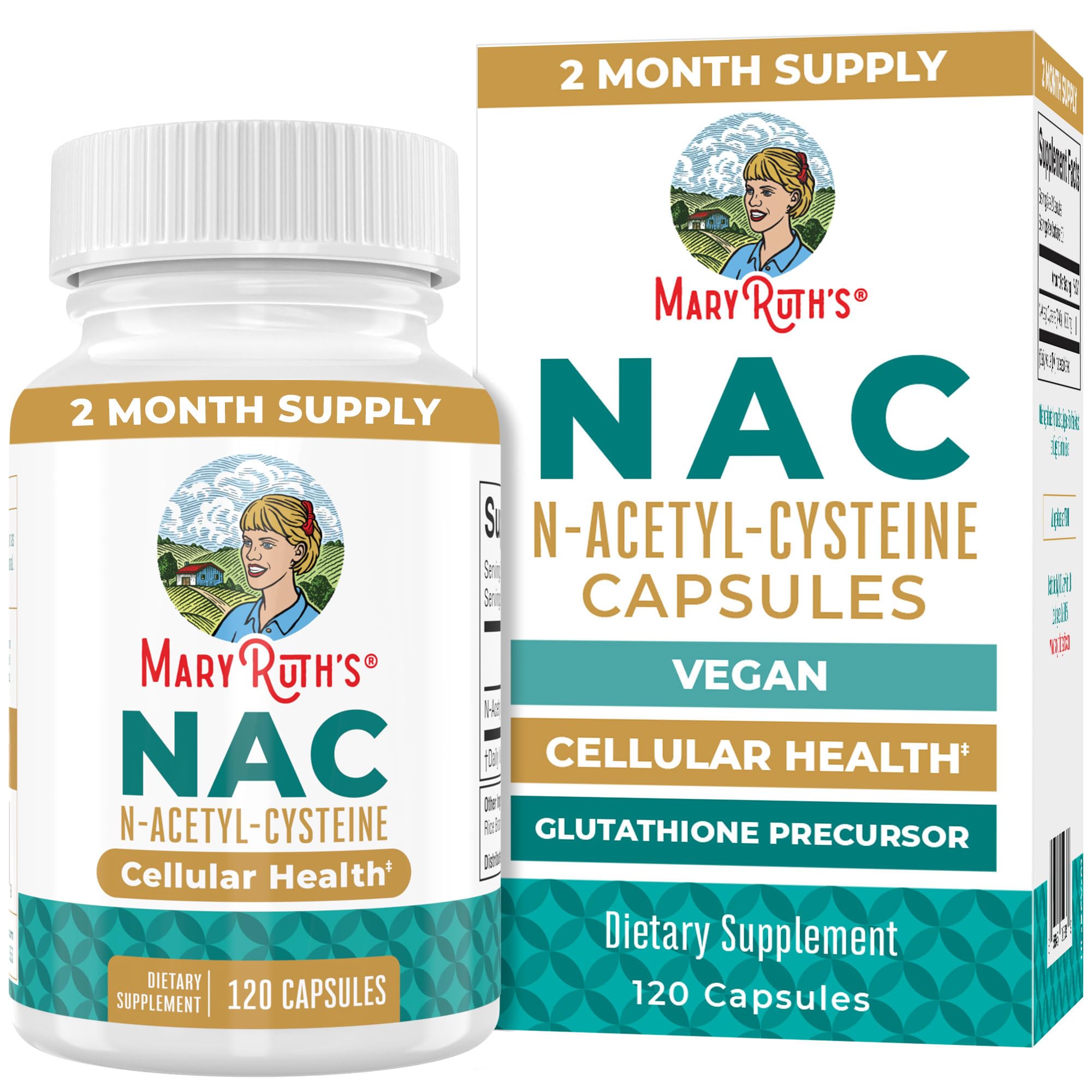 MARYRUTH'S Organics NAC Supplement N-Acetyl Cysteine | 2 Month Supply | NAC 1000mg per Serving | Vegan Capsules | Gluthamine Precursor | Amino Acid