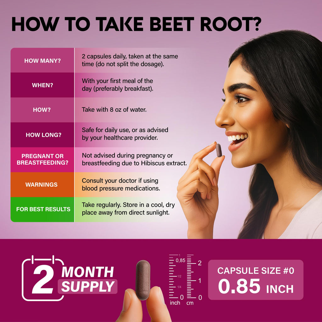 Beet Root 5-in-1 Complex Capsules - Healthy Blood Pressure Support Supplement for Heart & Circulation Support - Olive Leaf, Hawthorn Berry & Hibiscus