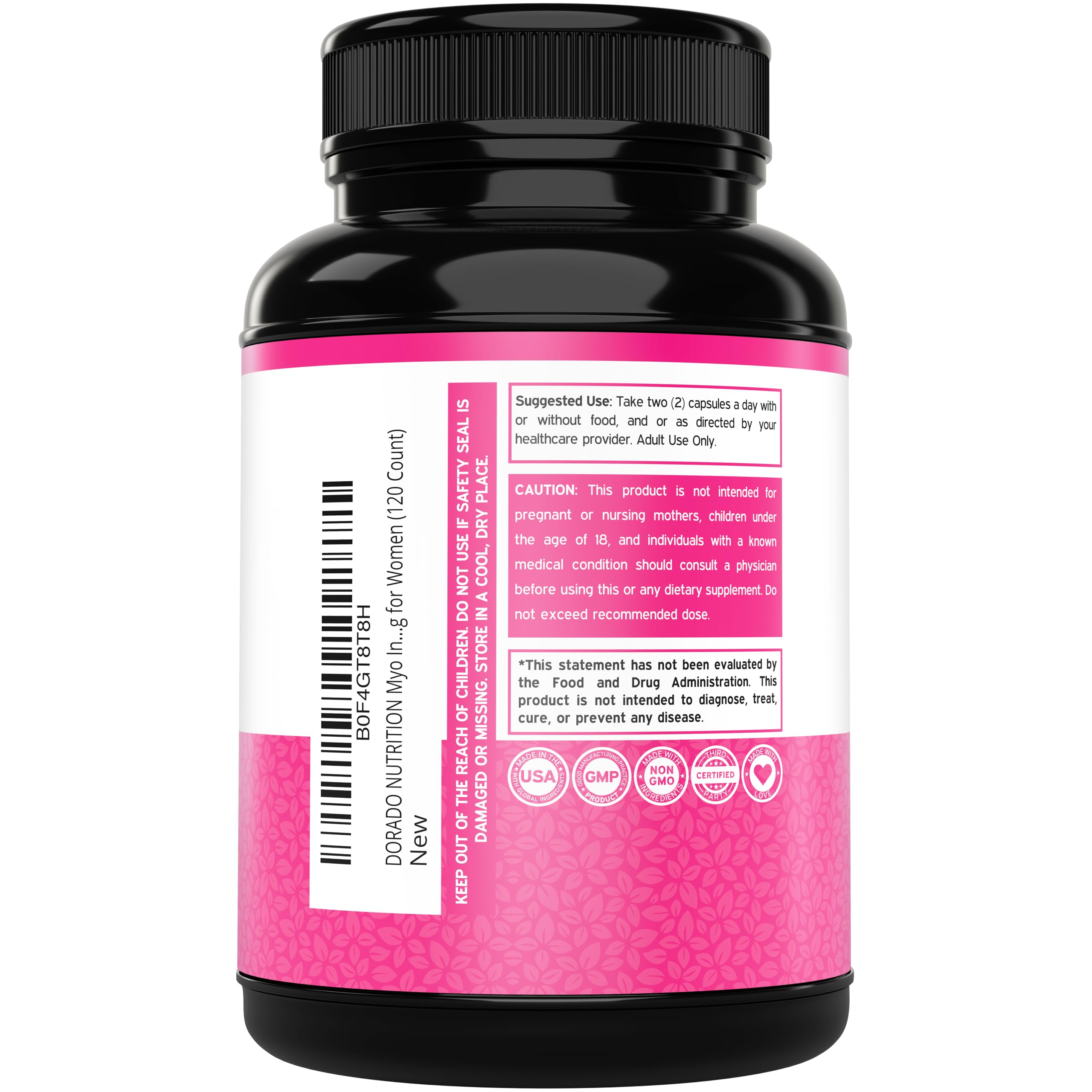 Inositol Capsules (Myo Inositol) (1000mg Per Serving 120 Capsules) Myo Inositol Supplement for Women Hormone Balance Support - Vegan Safe - Third Party Tested - Gluten Free & Made in USA (120 Count) DORADO NUTRITION Au supplements