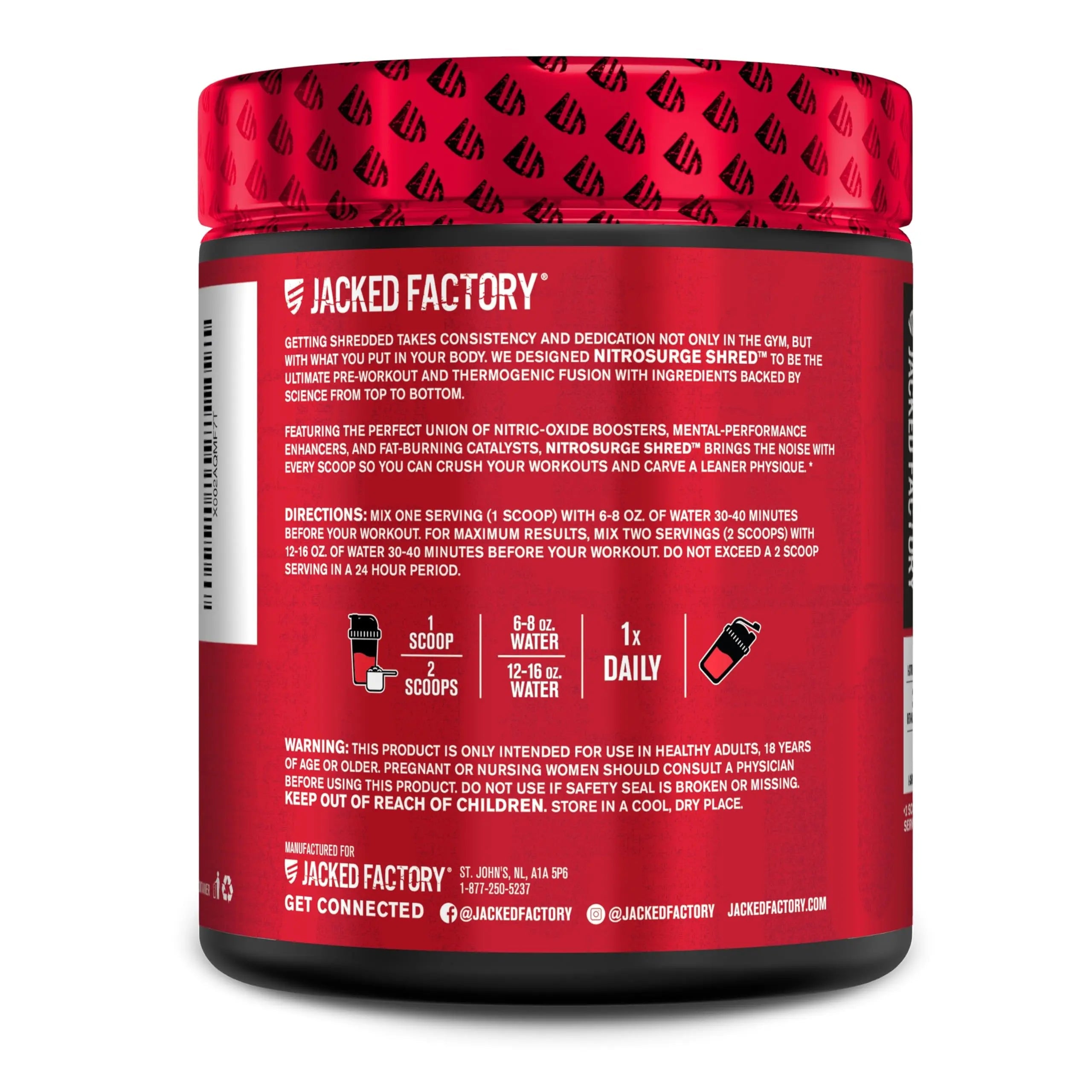 Jacked Factory NITROSURGE Shred Pre Workout Supplement - Energy Booster, Instant Strength Gains, Sharp Focus, Powerful Pumps - Nitric Oxide Booster & PreWorkout Powder - 30Sv, Fruit Punch Jacked Factory Au supplements
