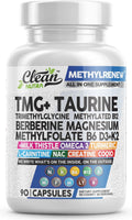 Clean Nutra TMG Supplements 1000mg | Methylated Multivitamin for Women Men | Taurine B6 Vitamins B12 D3 K2 Trimethylglycine Magnesium Clean Nutraceuticals Au supplements