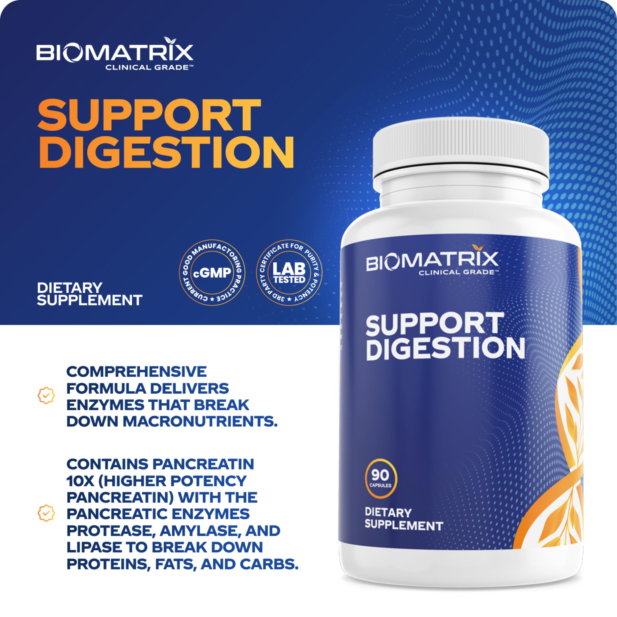 Digestive Enzymes Supplement (90 Capsules) Support Digestion - with Purified Bile, Pancreatin, Plant Enzymes, Ox Bile, Betaine HCL