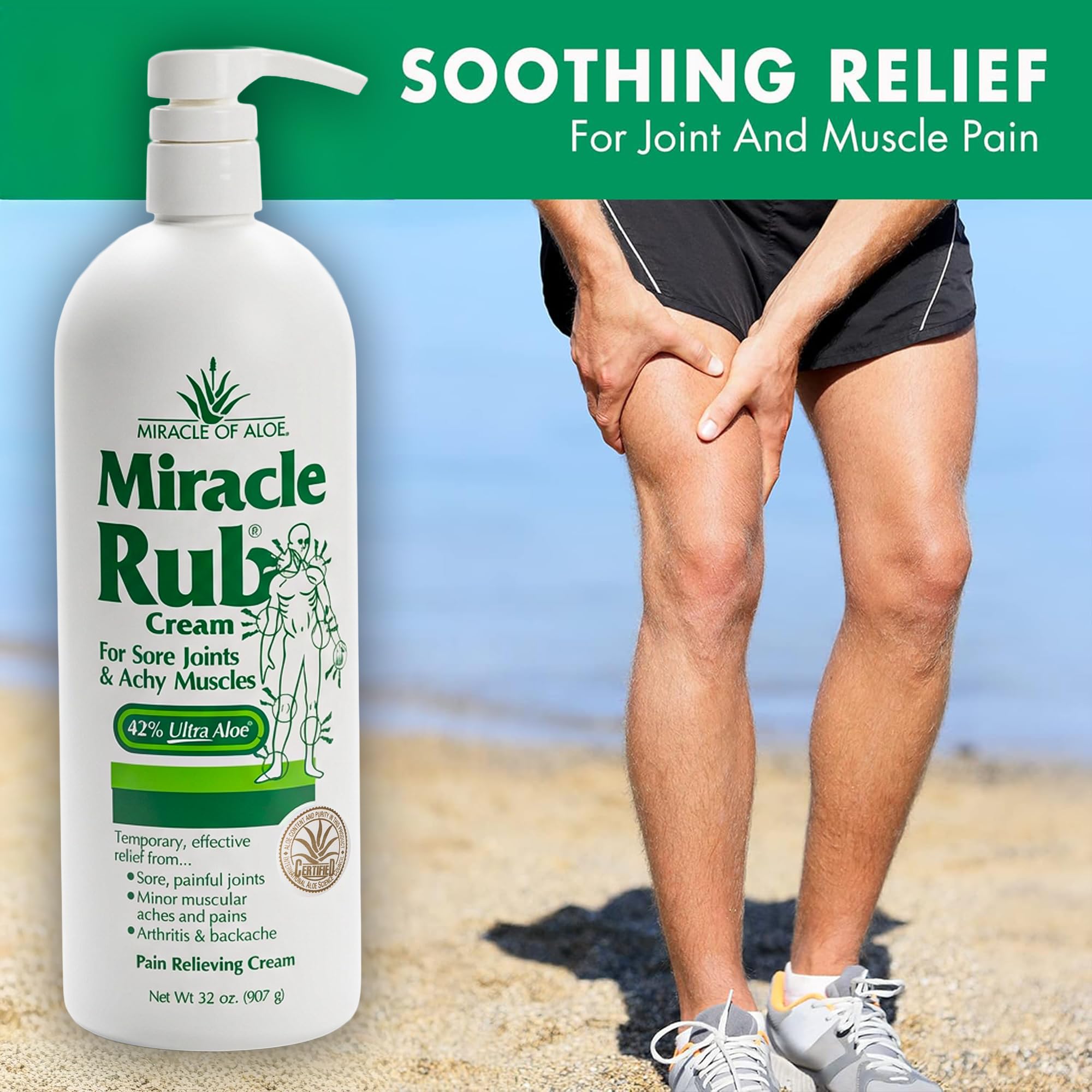 Miracle of Aloe Miracle Rub Pain Relieving Cream 32 oz, Fast & Effective Relief for Arthritis, Muscle, and Joint Pain - Maximum Strength UltraAloe Formula, Topical Analgesic Miracle of Aloe Au supplements