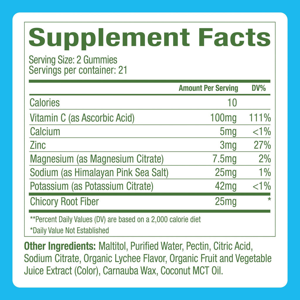 Plant People WonderHydrate Electrolyte Gummies – Vegan Hydration Supplement with Magnesium, Potassium, Zinc, Vitamin C & Himalayan Sea Salt – Zero Sugar Lychee (42 Count) Plant People Au supplements