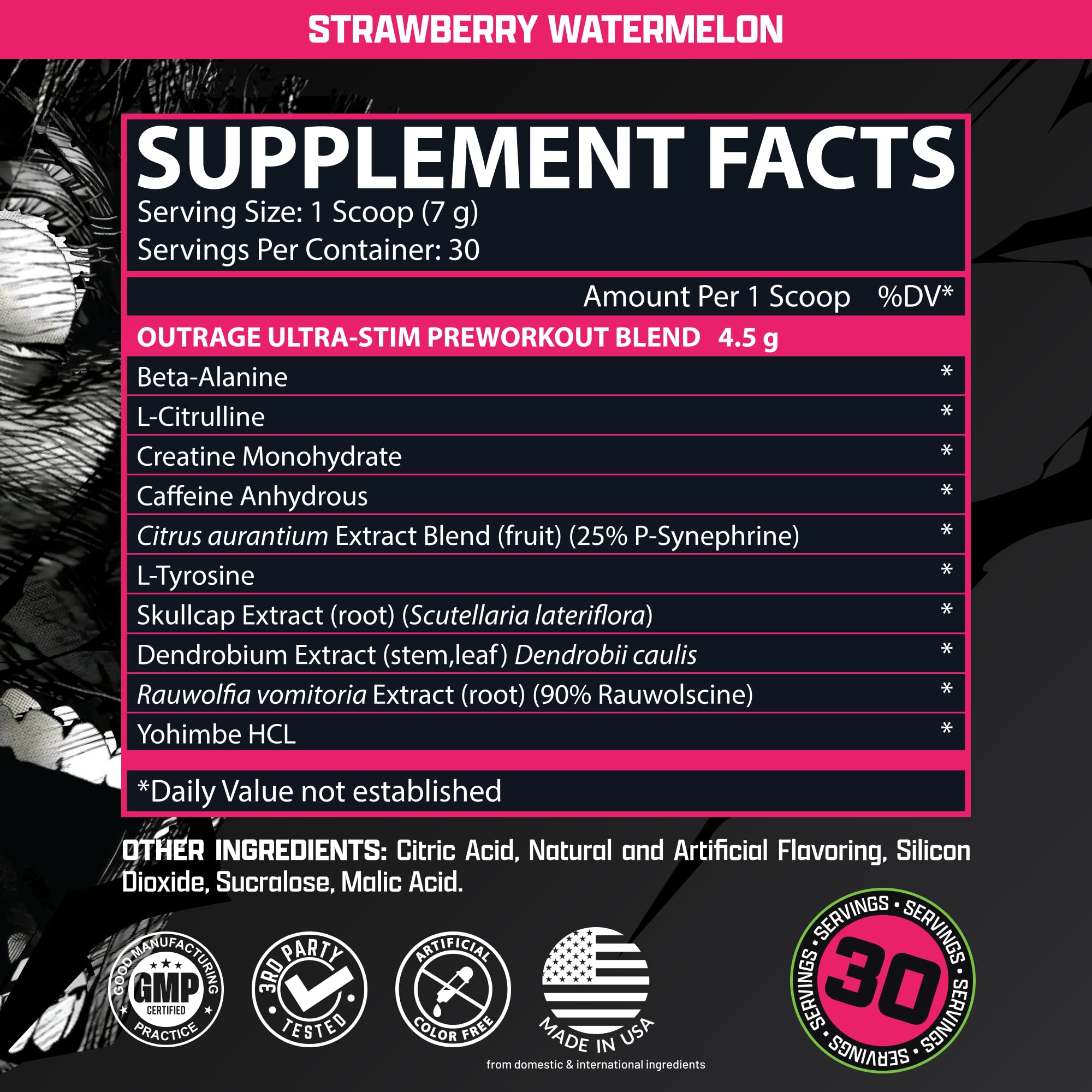 Outrage Ultra HIGH STIM Pre-Workout Powder for Men | 400mg Caffeine, L-Citrulline, Beta-Alanine, Creatine | Extreme Energy, Focus, Strength & Endurance