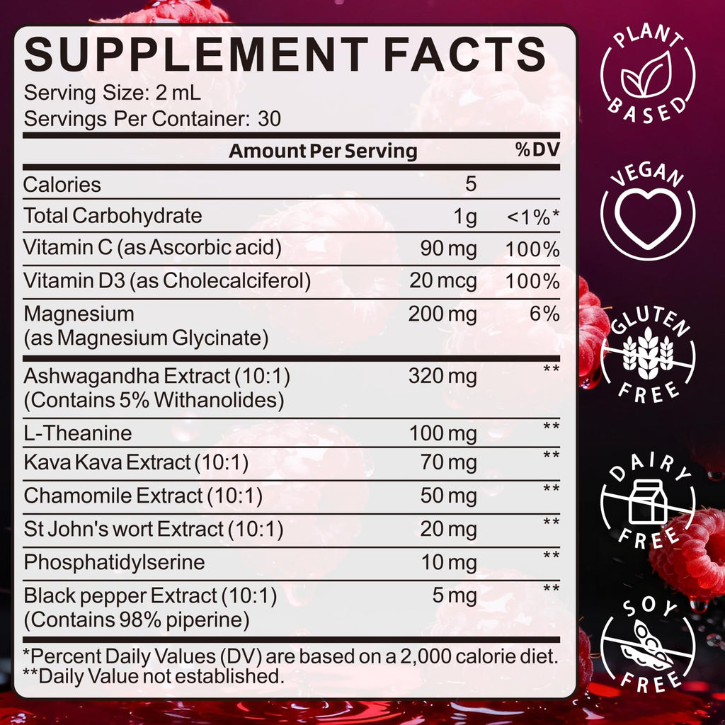 WellBloom Cortisol Reducer for Women & Men with Magnesium Glycinate, Ashwagandha, L-Theanine - Supports Stress Relief, Sleep & Heart Health, Nerves, Muscles - 2 Fl Oz WellBloom Au supplements