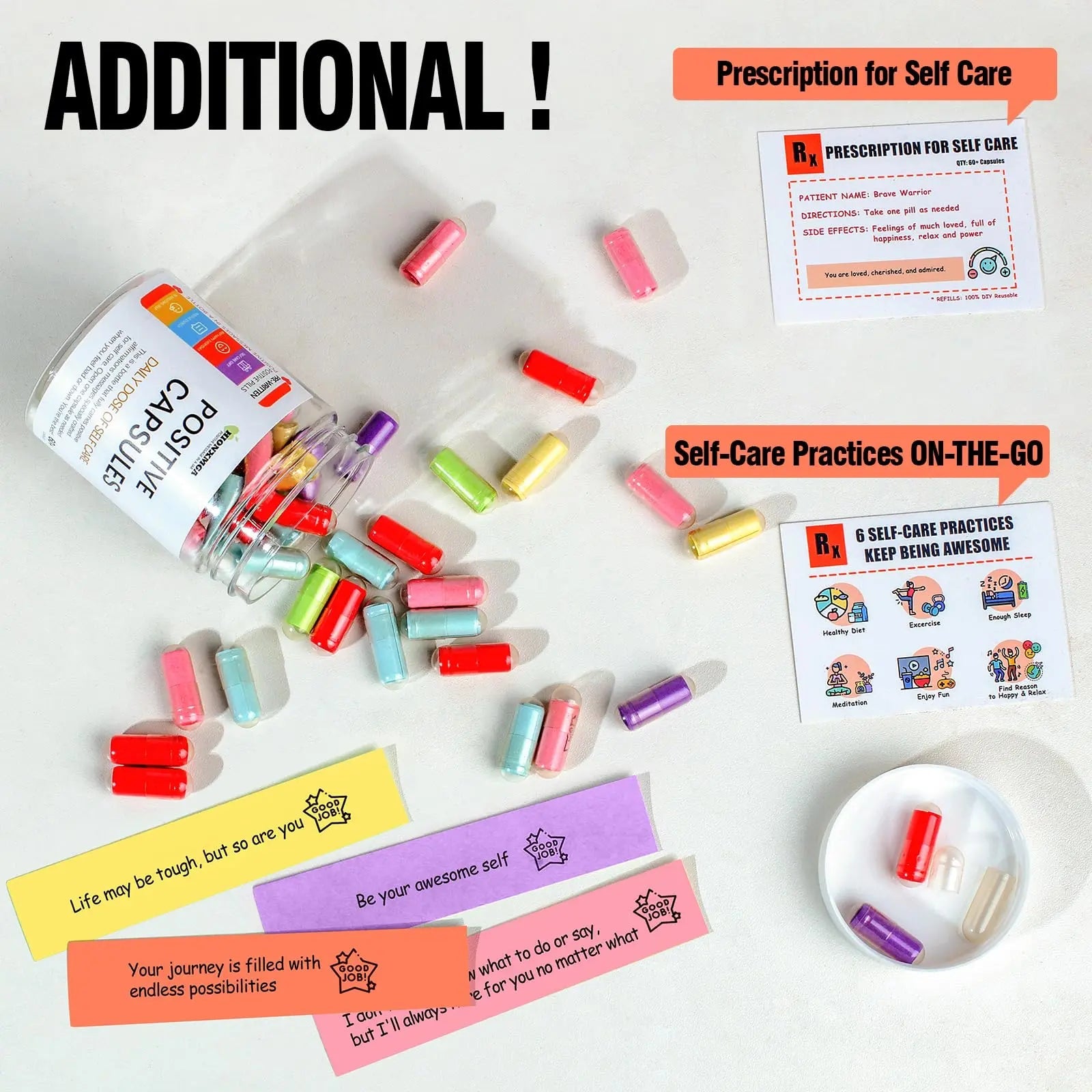 HIONXMGA Positive Messages in a Bottle (60+ Positive Affirmations),Self Care Gifts for Women Men HIONXMGA Au supplements