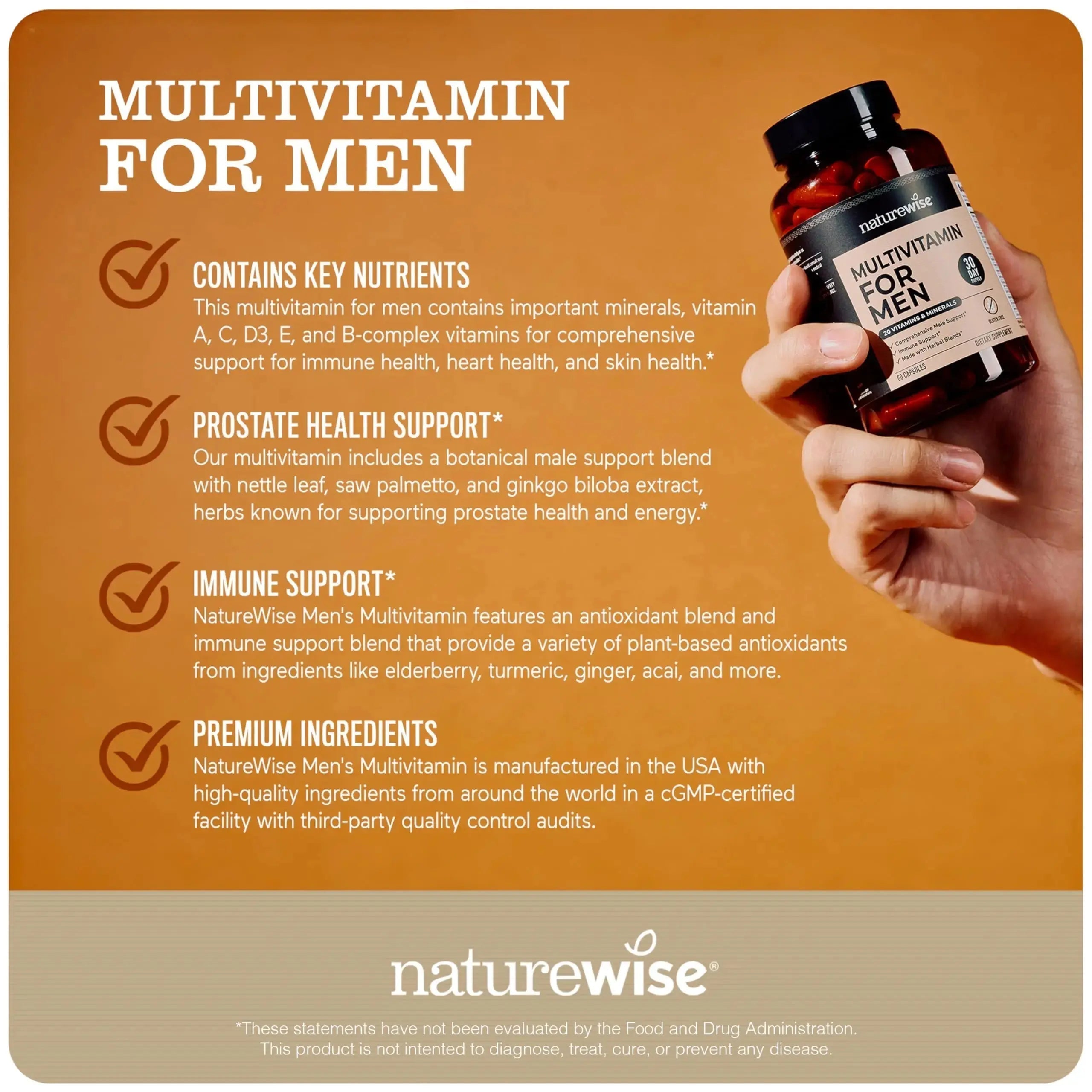 NatureWise [1] Multivitamin for Men - Non-GMO - 90 Capsules[45-Day Supply] + (Pack of 2) Omega 3 Fish Oil 1000mg + Vitamin E - Wild-Caught - 60 Softgels[30-Day Supply] NatureWise Au supplements