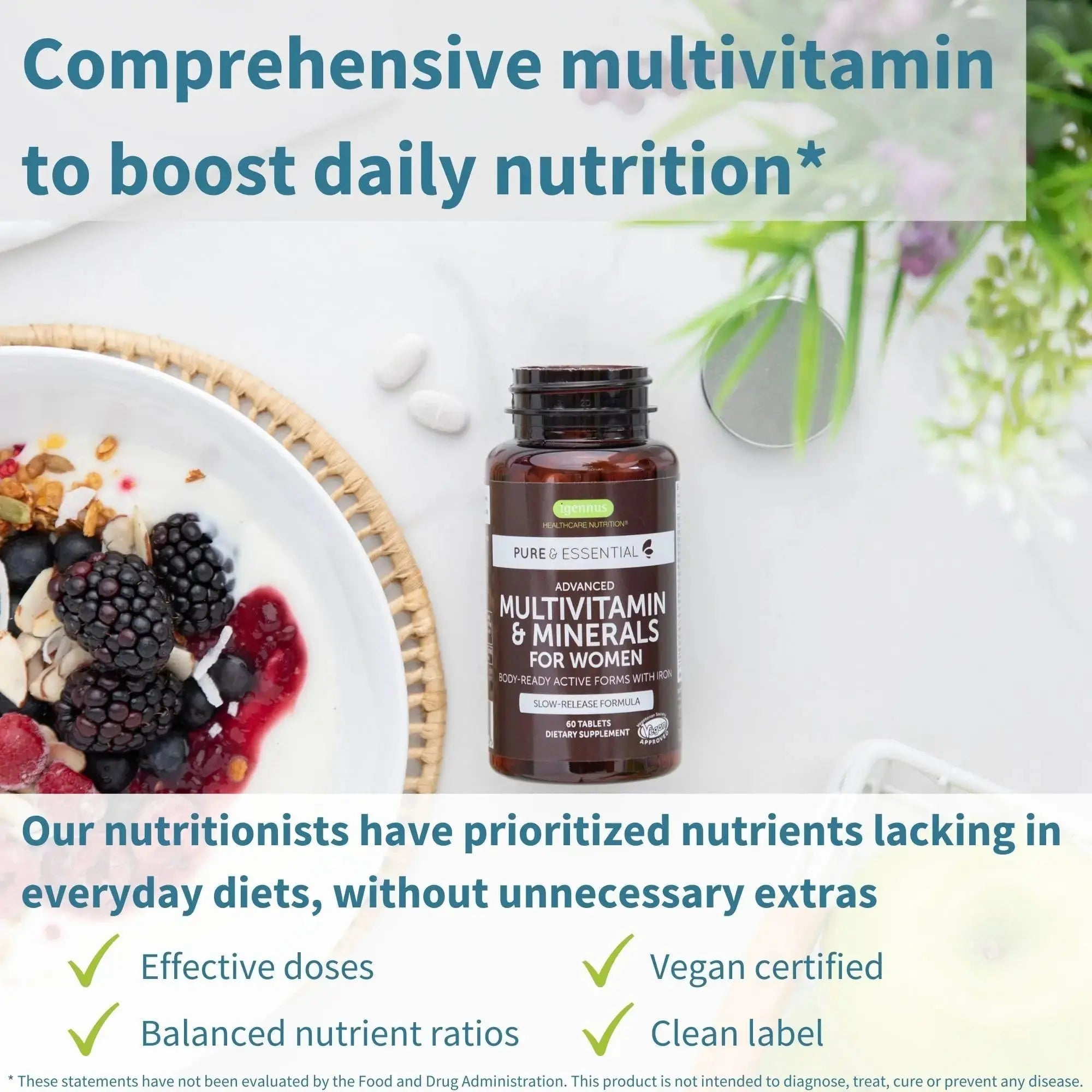 Multivitamin & Minerals for Women + Advanced Kids Multivitamin Gummy Vegan Bundle, with Methylated B-Vitamins, Vitamin A, C, D3 & E Igennus Healthcare Nutrition Au supplements