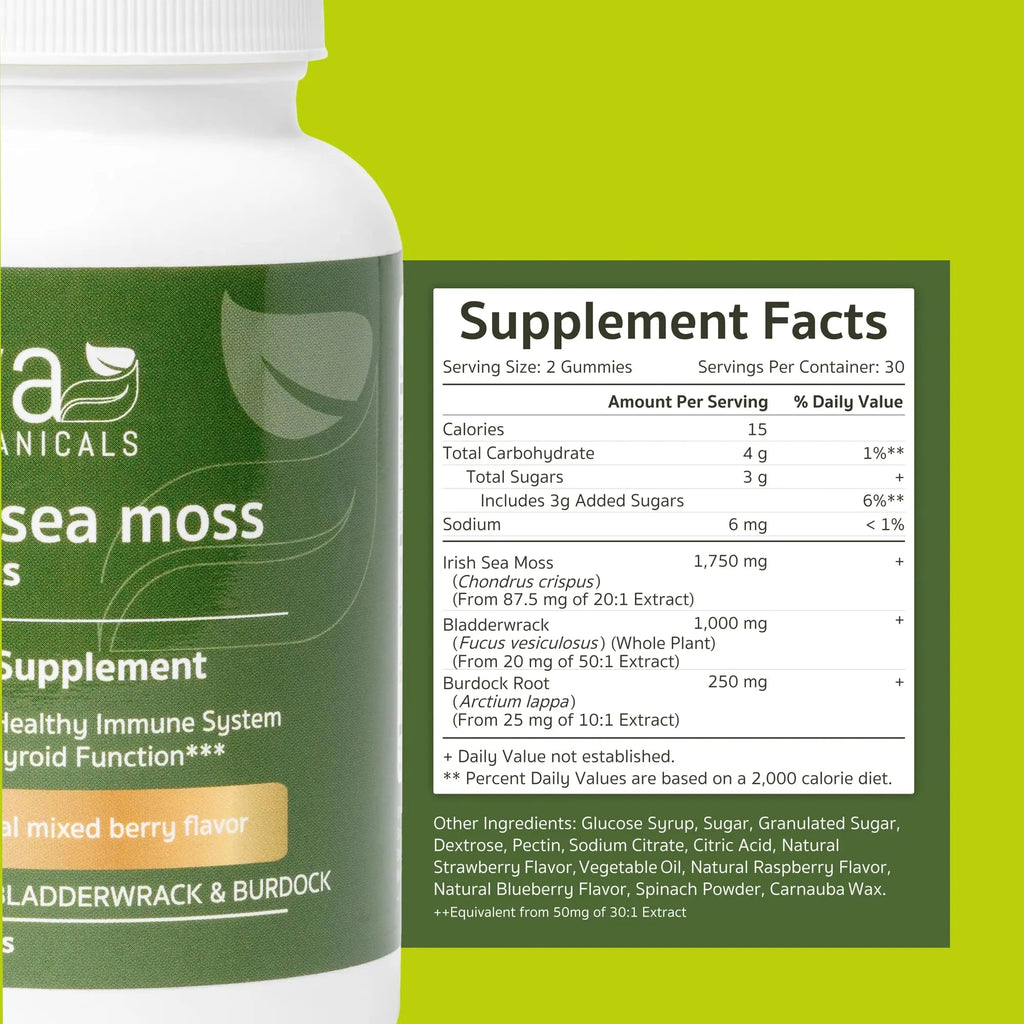 Jiva Botanicals - Irish Sea Moss Gummies with Bladderwrack & Burdock Root 3000mg Jiva Botanicals Au supplements