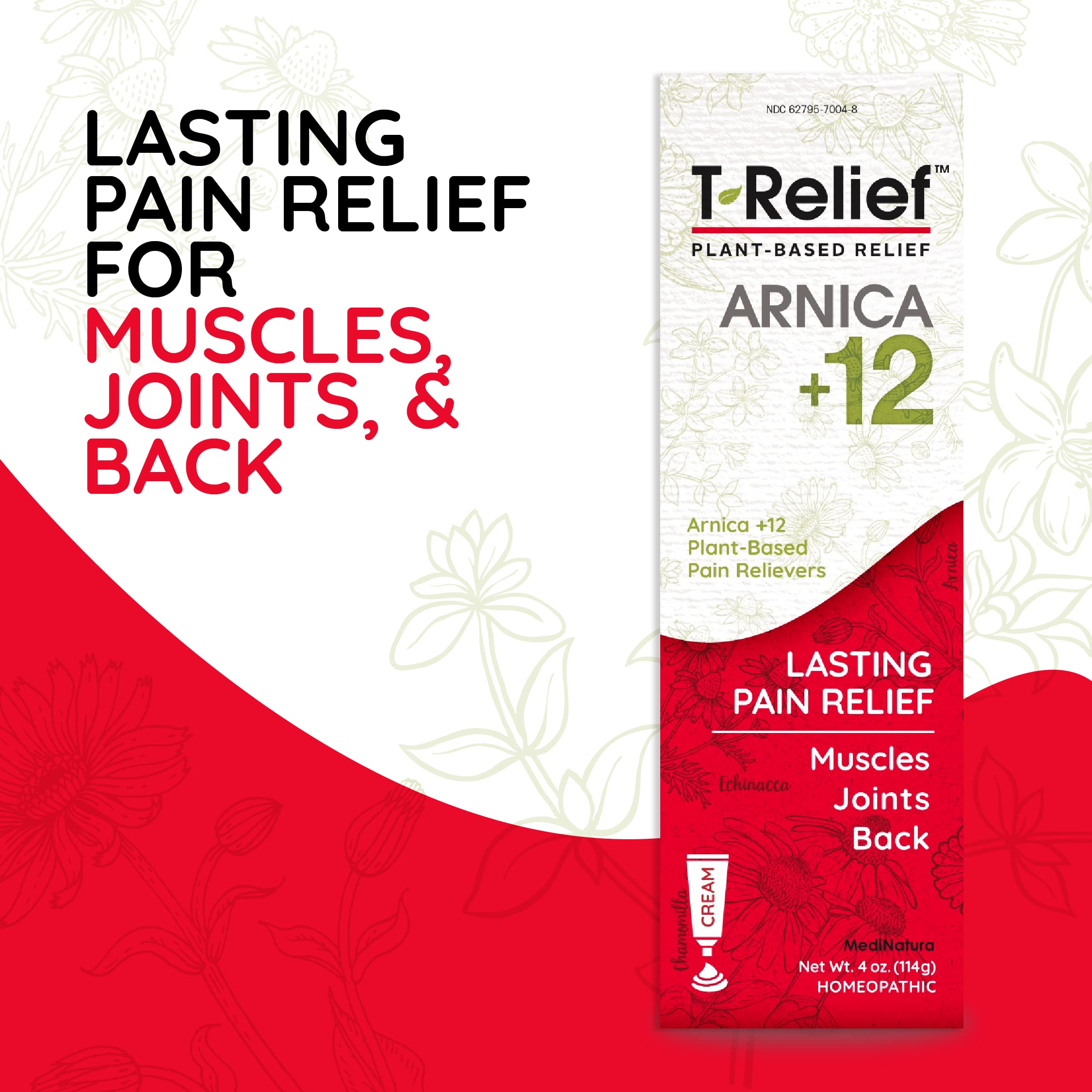 T-Relief Arnica +12 Cream Natural Relieving Actives for Back Pain Joint Soreness Muscle Aches & Stiffness, Whole Body Fast Acting Relief for Women & Men - 4 oz (4 Pack) MediNatura Au supplements