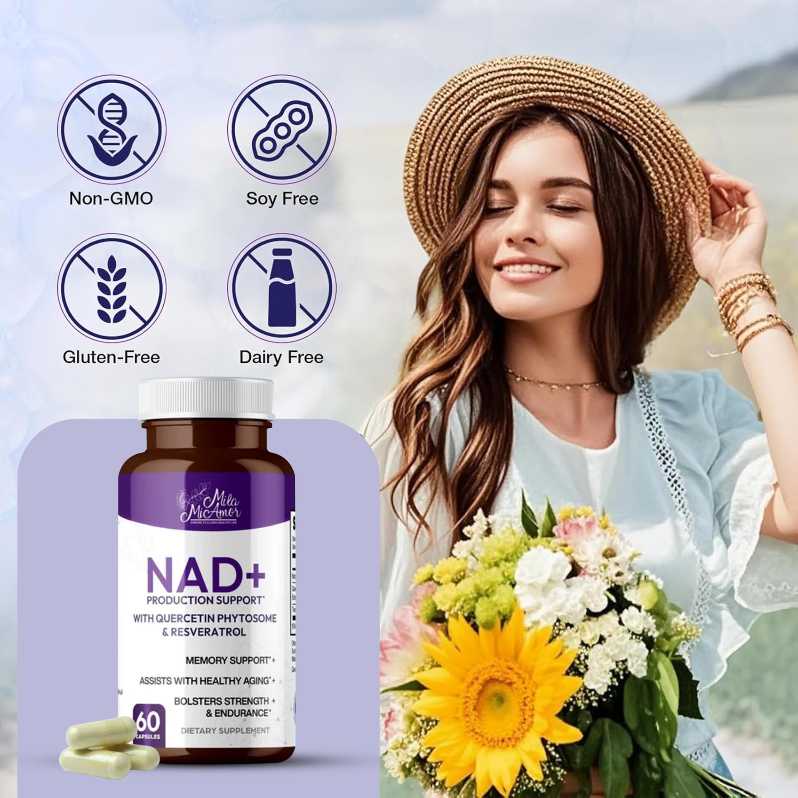 Mila Miamor NAD+ for Cellular Energy & Anti-Aging Supplement| Boost Focus, Vitality & Mitochondrial Function | Supports DNA Repair, Brain Health & Endurance | Non-GMO, Gluten-Free | 60 Capsules Mila Miamor Au supplements