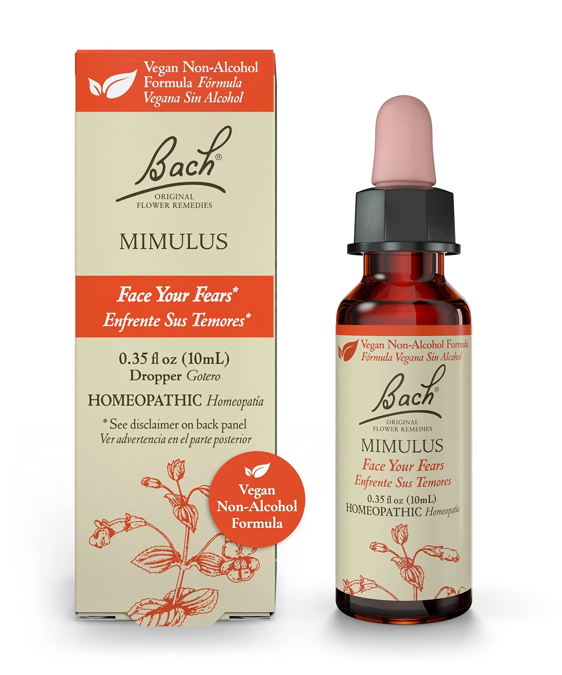 Bach Original Flower Remedies, Mimulus for Facing Fears (Non-Alcohol Formula), Natural Homeopathic Bach Au supplements