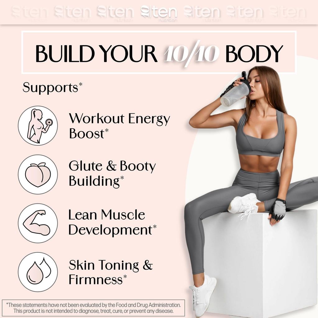 New - Creatine + Collagen for Women – Supports Lean Muscle Growth & Development, Booty Gain, Energy & Recovery – 5g Creatine Monohydrate Plus 5000mg Collagen Peptides Combo – Unflavored, 30 Servings 10Ten Nutrition Au supplements
