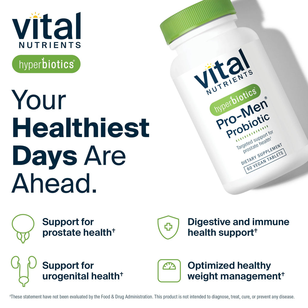 Hyperbiotics Vital Nutrients Pro Men Probiotics | Vegan Advanced Probiotics for Men | Clinically Studied for Prostate Health, Digestive Balance and Gut Health* | Gluten, Dairy, Soy Free | 60 Tablets Hyperbiotics Au supplements