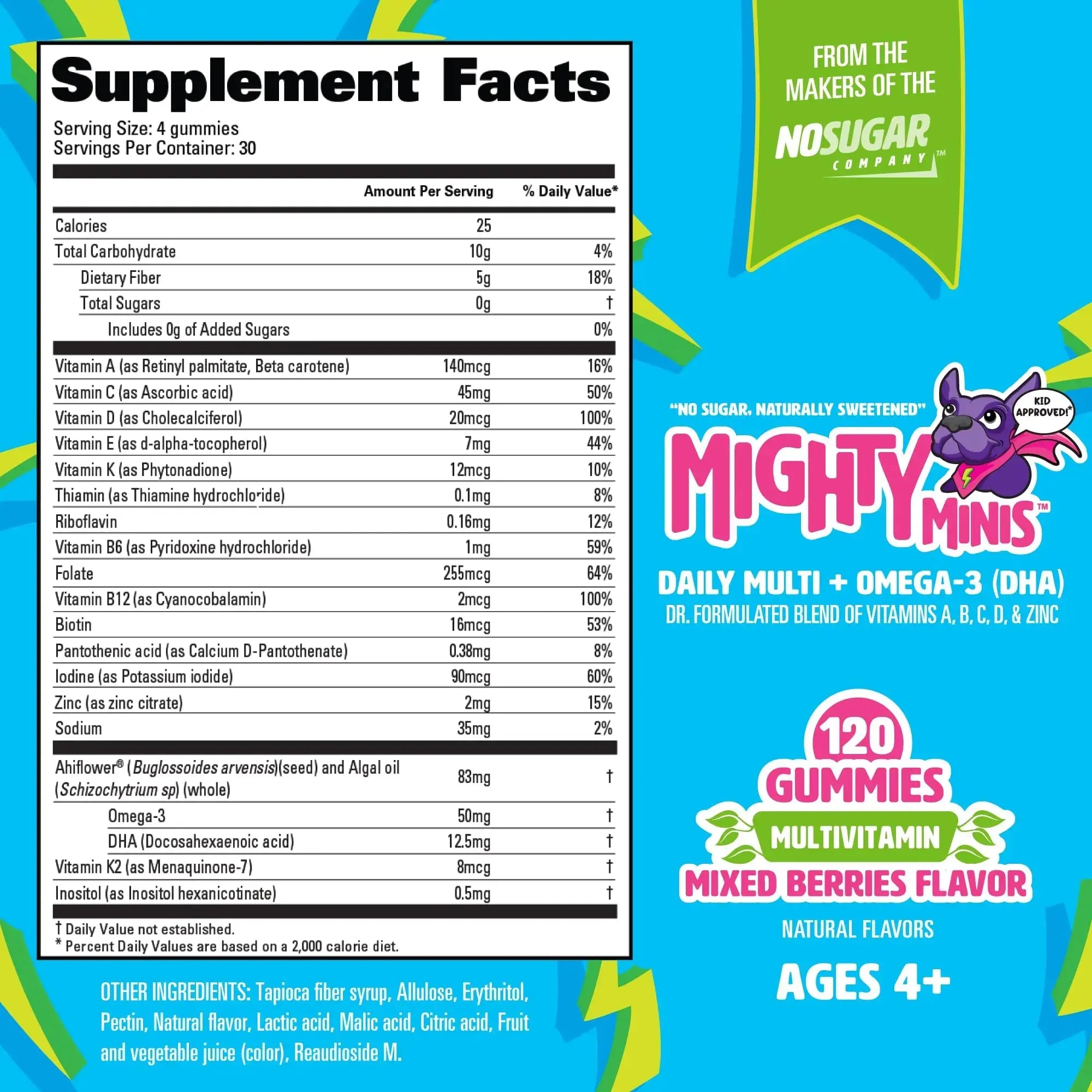MIGHTY MINIS Slow-Crafted Sugar-Free Kids Multivitamin Gummies with Allulose | Kid-Approved Mixed Berries | for Immunity, Growth, Focus & Mood | MIGHTY MINIS Au supplements