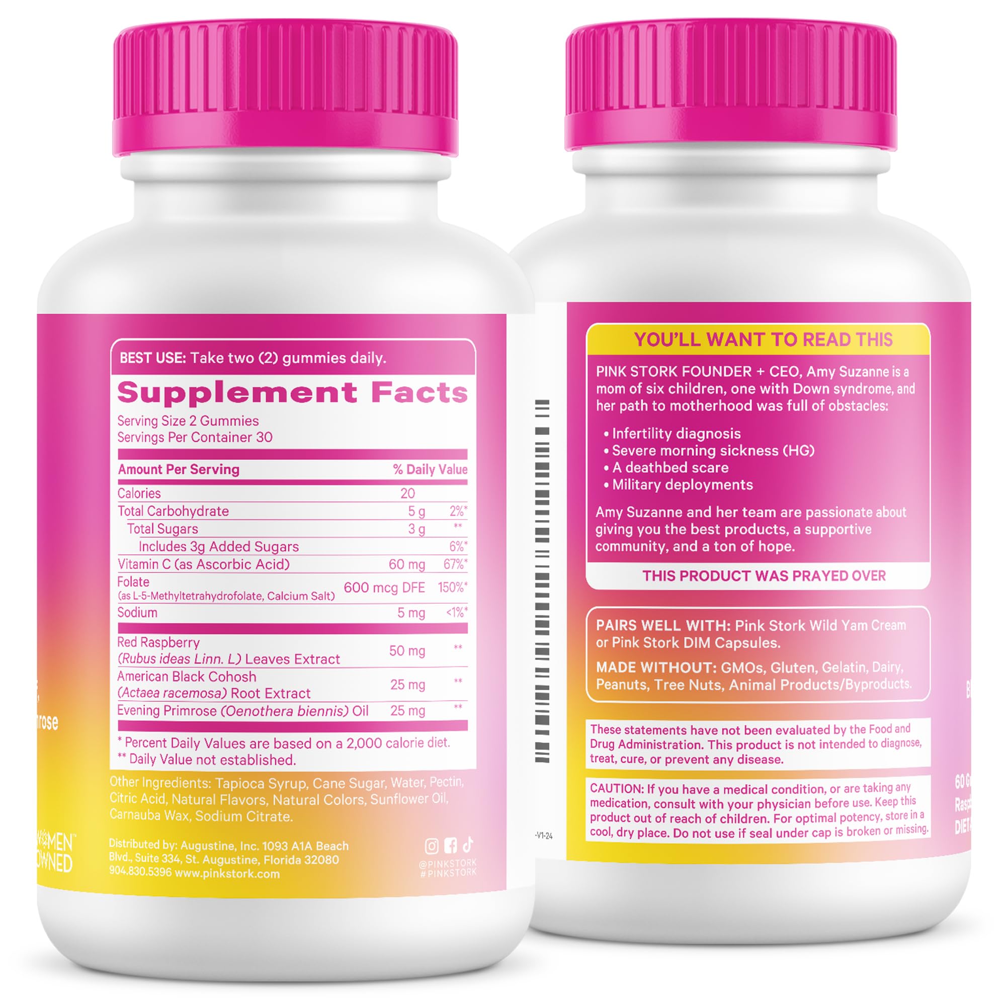 Pink Stork Hormone Balance Gummies for Women – PMS, Menopause & Estrogen Support – Mood, Bloating, Hot Flashes & Energy – Red Raspberry Leaf, Black Cohosh, Primrose – 60 Vegan Gummies Pink Stork Au supplements