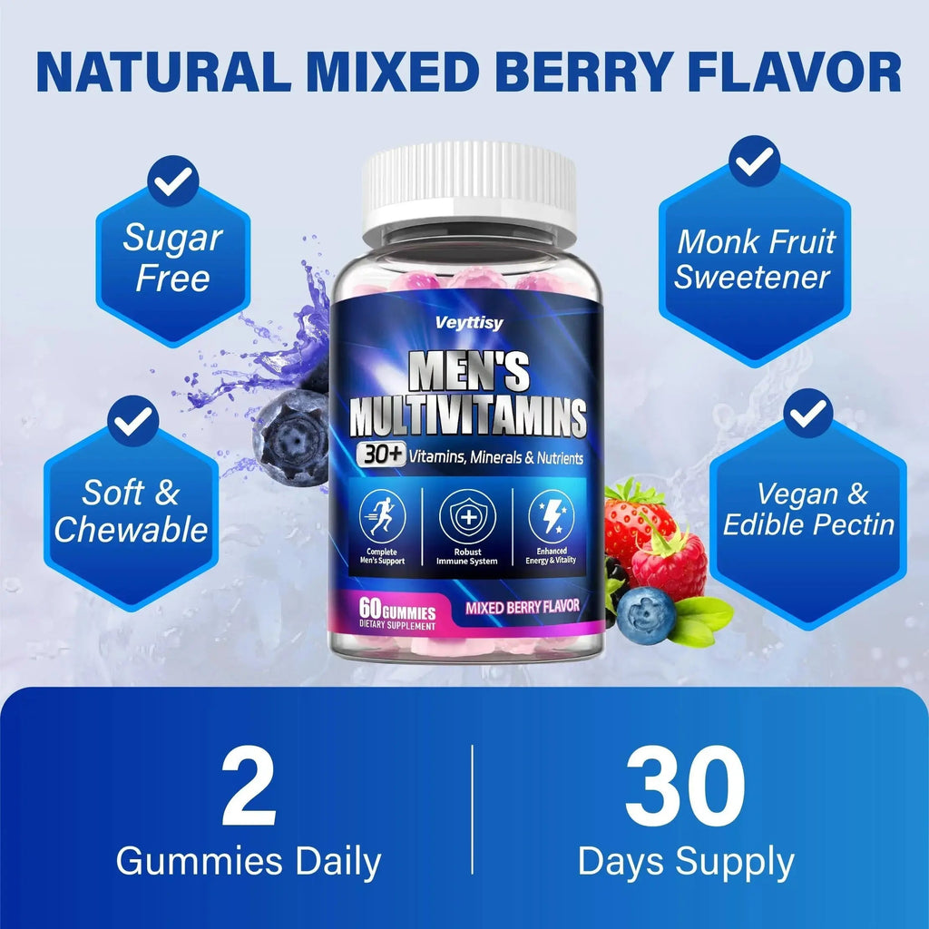 Methylated Multivitamin Gummies for Men - Mens Multivitanins Gummy with Vitamins A C D K E, Methylated Folate, B Complex Veyttisy Au supplements